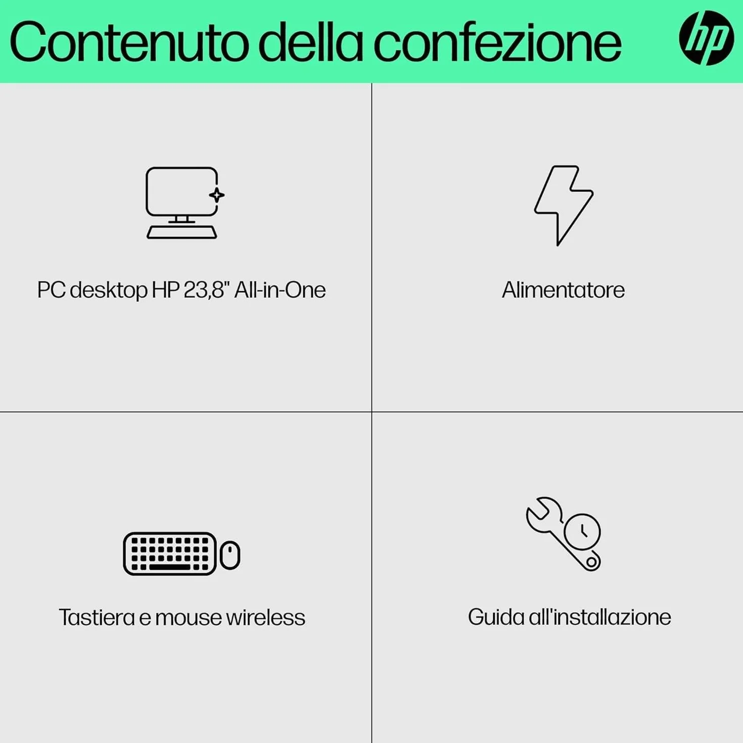 HP All-in-One 24-cr0000sl Intel Core i3-1315U 8GB RAM 512GB SSD 23,8" FHD IPS Windows 11 Bianco