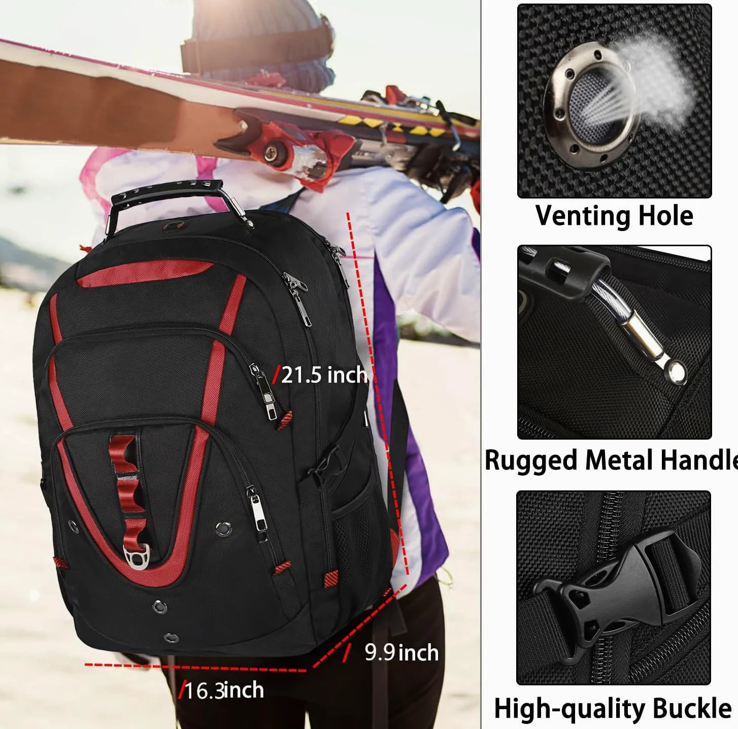 18.4 Laptop Backpack for Men, 55L Extra Large Gaming Laptops Backpack with USB Charger Port,TSA Friendly Flight Approved and RFID Anti-Theft Pocket,Water Resistant Suiltable for Traveling & Business