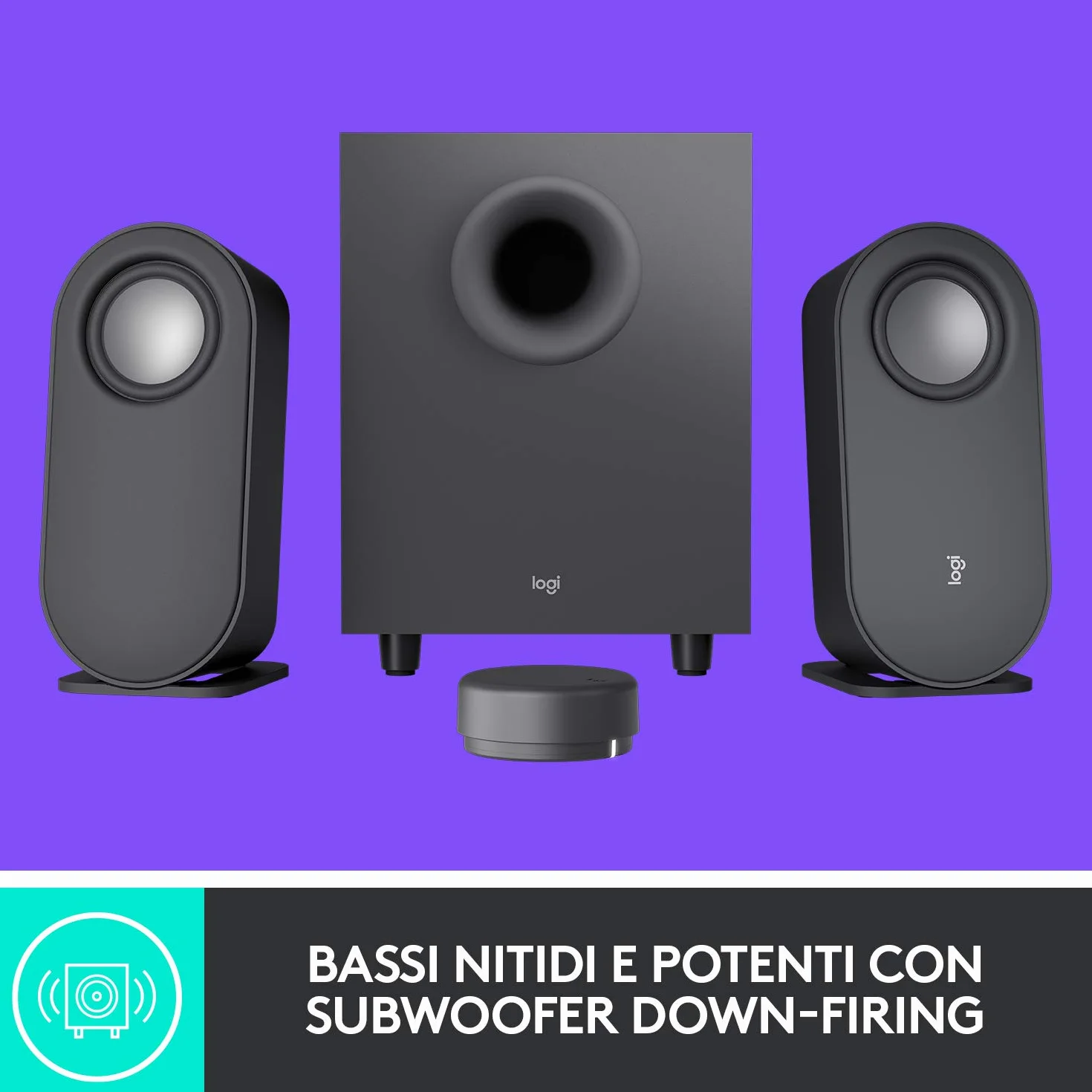 Logitech Z407 Altoparlanti Bluetooth per computer con subwoofer e controllo wireless, audio avvolgente, audio premium con ingressi multipli, altoparlanti USB - Nero
