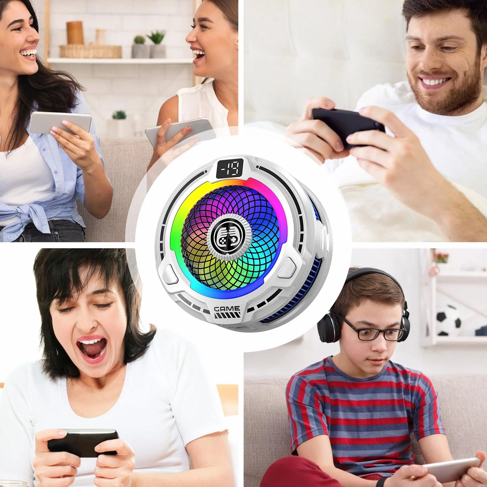Dissipatore per Telefoni, Ventola Magnetica 30W Per Cellulare, di Raffreddamento Portatile a Velocità Regolabile per Live Streaming Smartphone Giochi Estivi Tablet Vlog in Clima Caldo