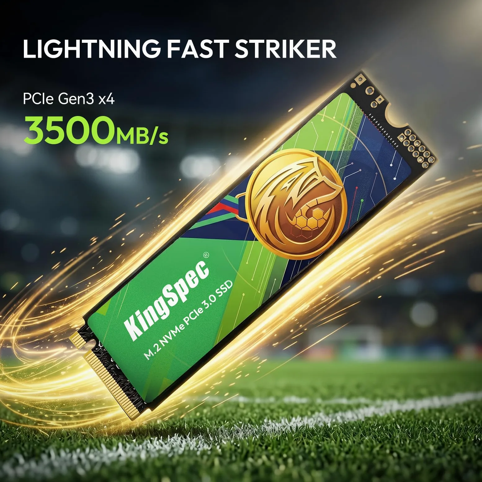 KingSpec SSD M.2 NVMe Gen3 da 512 GB, lettura 3500 MB/s - PCIe 3.0 unità a stato solido interna per laptop, desktop e giochi stagionali di calcio, flash NAND 3D
