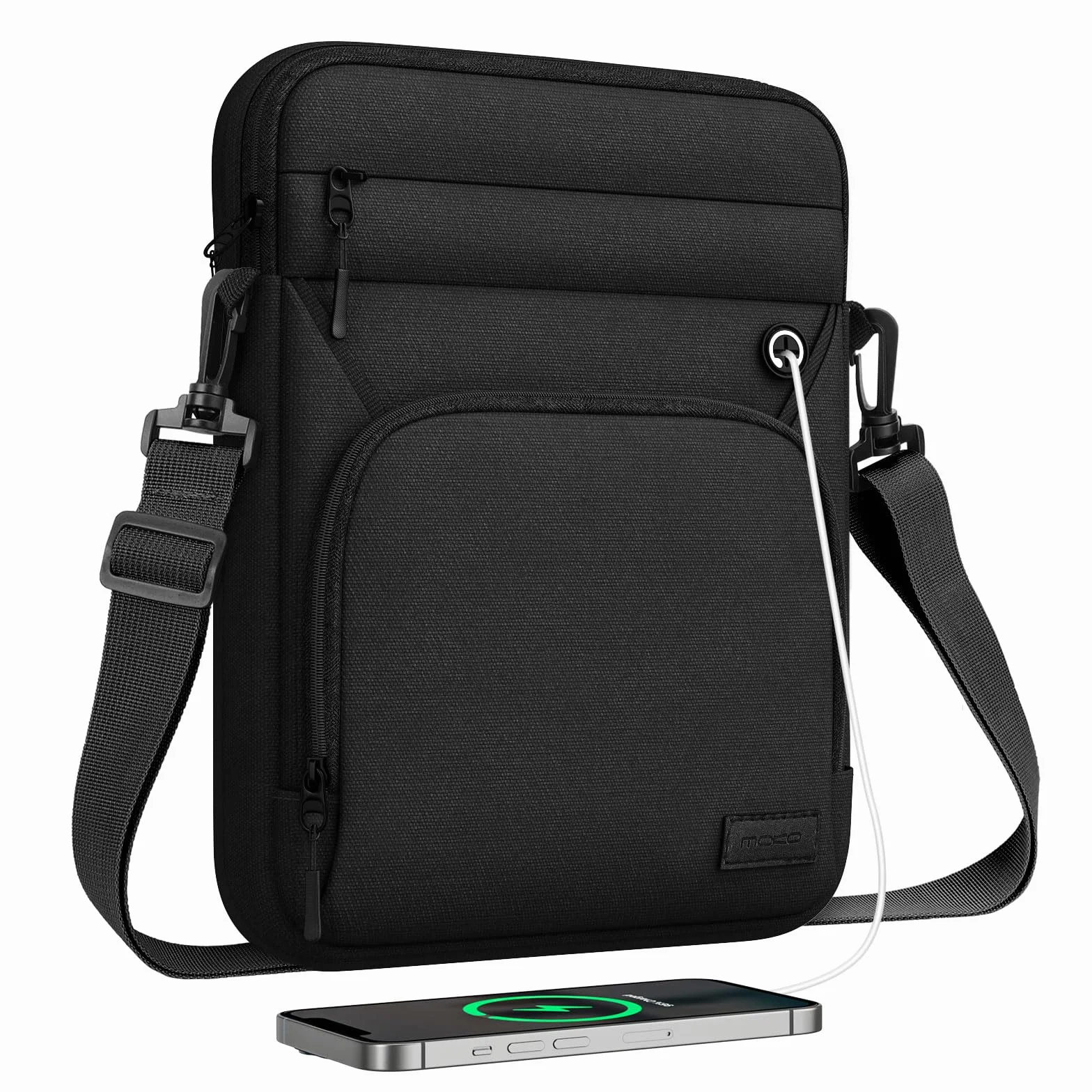 MoKo 9-11 Pollici Tablet Sleeve Bag, Si Adatta 11 Pollici iPad Air M3, iPad A16 2025, PRO 11 M4, iPad 10/9/8/7th, Tab S8/S9 11, Borsa Multifunzionale con Spalla e Porta Cuffie, Nero