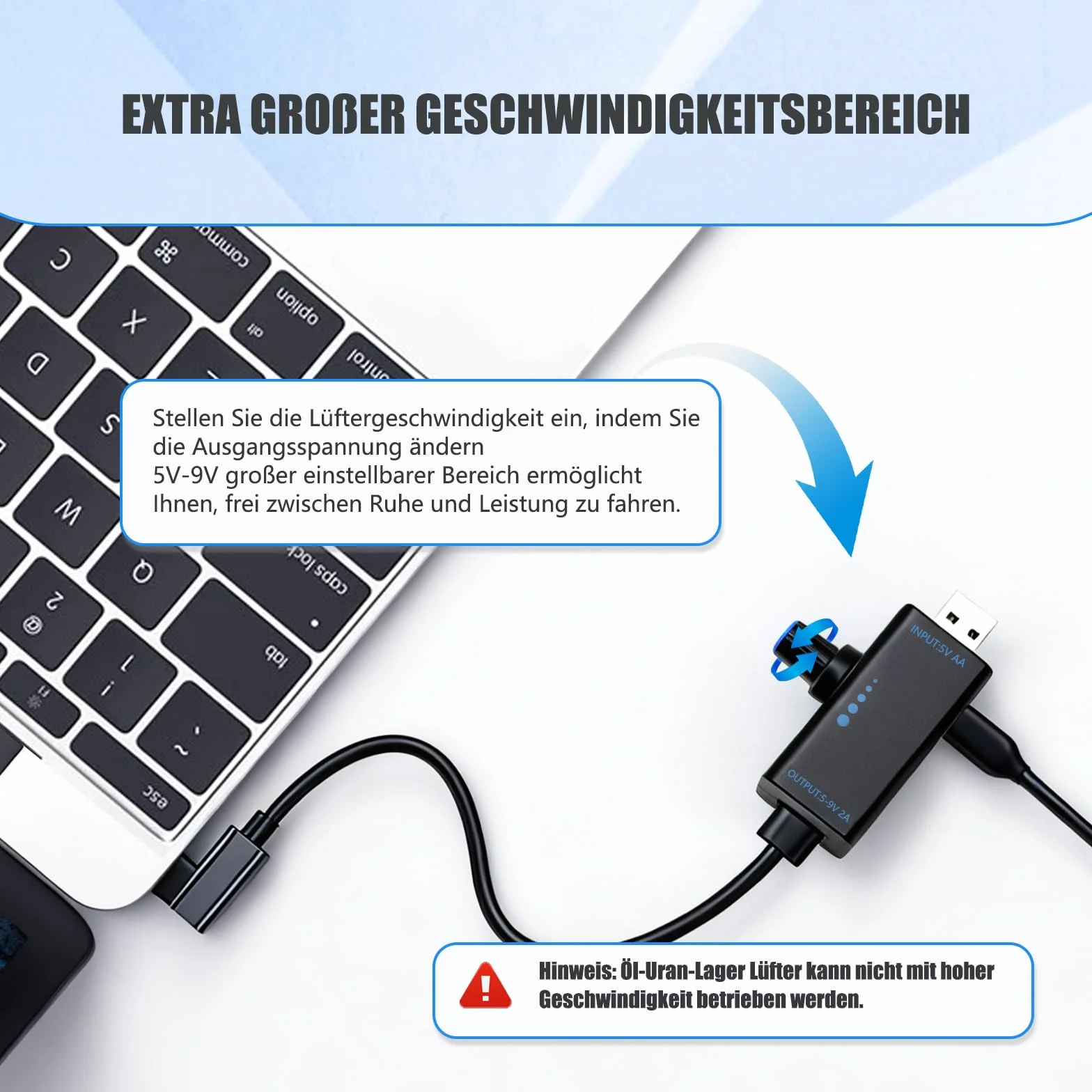 PWM Regolatore di velocità 18 W con porta USB – Controller ventola professionale con controllo della ventola PWM e velocità della ventola USB continua, DC5 V 4 A, alloggiamento ABS e tipo C per