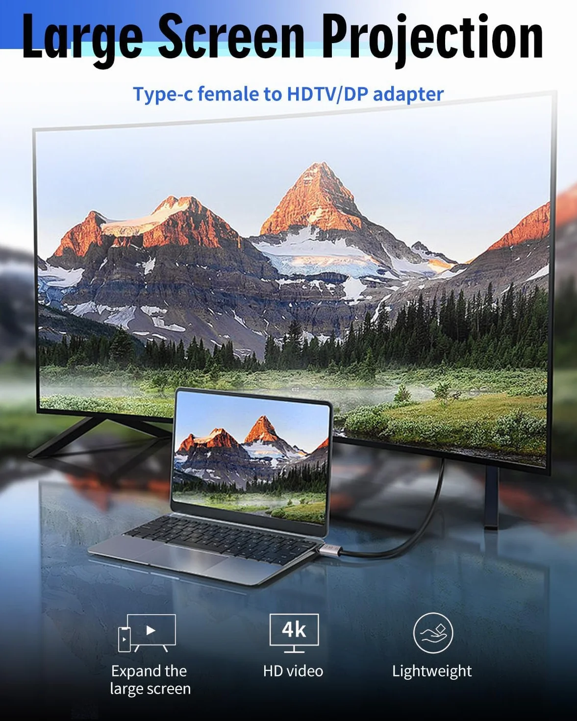 Adattatore HDMI a USB C, adattatore USB C a HDMI 4K 60Hz maschio per display, monitor, TV, laptop, telefono e tablet, adattatore HDMI compatibile con modalità specchio ed espansione