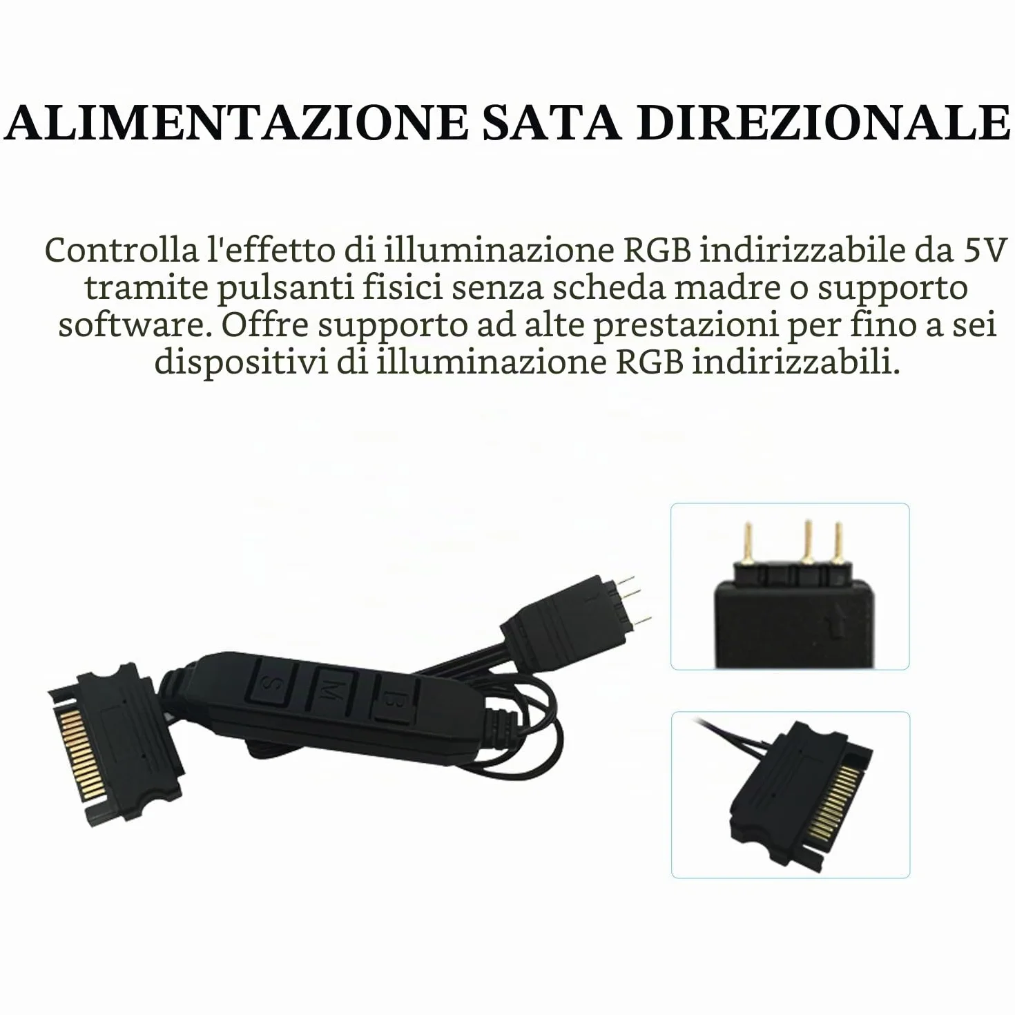 Thermalright Controllo Ventola per Computer A-RGB 5V, Illuminazione 3 Pin, Interfaccia PC, Alimentazione SATA