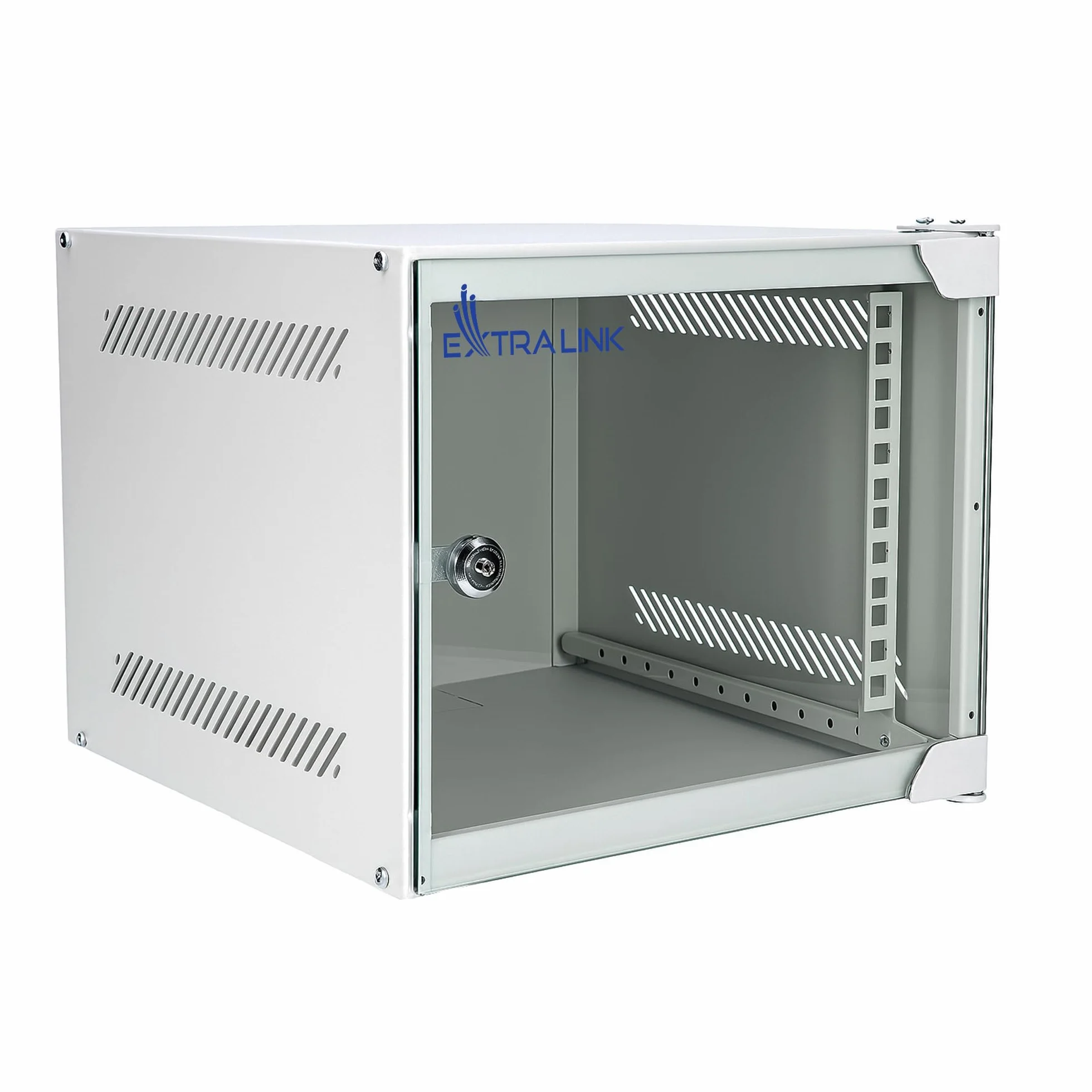 Extralink Armadio Rack 10 cali 4U 310 mm 30 kg drzwi szklane otwierane 180° szary