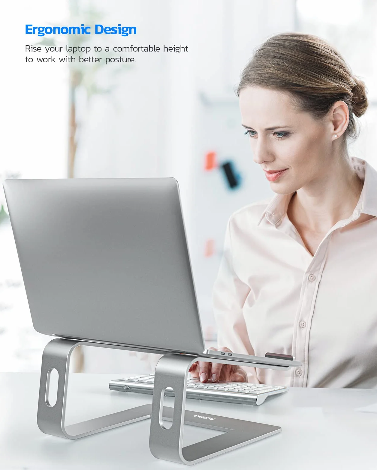 Nulaxy Supporto per computer portatile Stand, Supporto, Riser Compatibile con Dell, HP, Samsung, Lenovo Tutti I Computer Portatili 10-16" (Argento