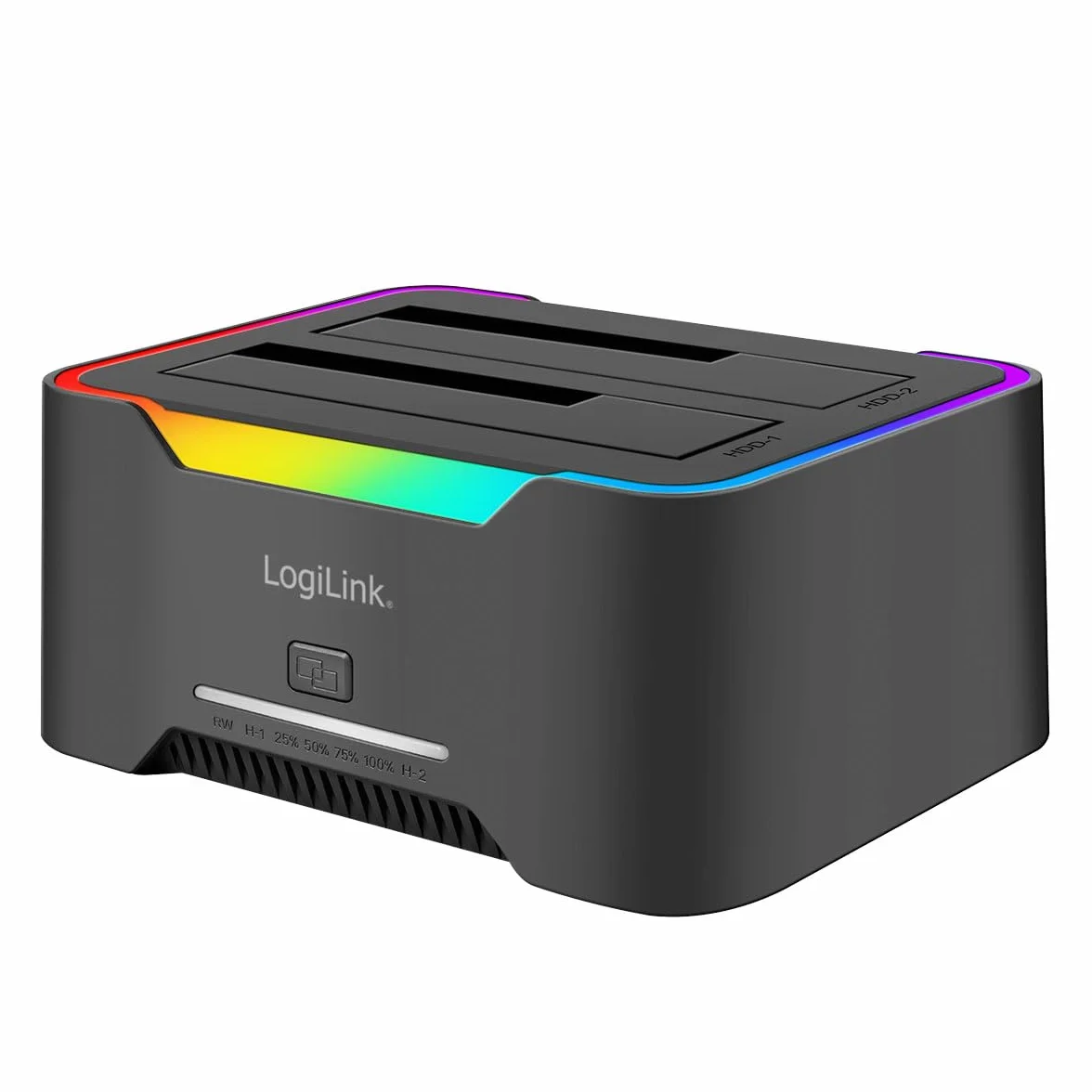 LogiLink Doppia docking station USB-C 3.2 Gen1 a 2 porte, per dischi rigidi da 2,5" e 3,5", SSD/HDD, con clone offline (senza clonare i dischi rigidi PC), 5 Gbps di trasferimento dati
