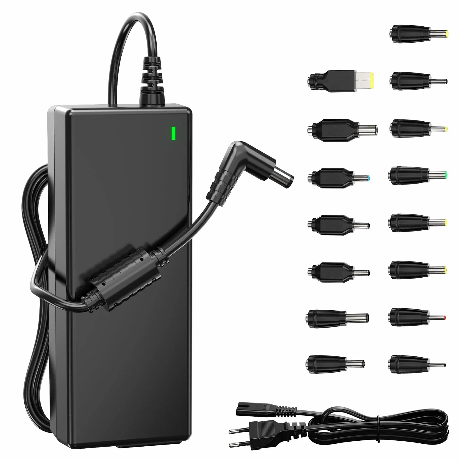 90W Caricatore Universale Notebook per PC Portatile – Compatibile con HP, ASUS, Lenovo, Dell, Acer, Toshiba, Sony, Samsung – 18.5V-20V, 4.74A Max, 15 Connettori (Senza USB-C)