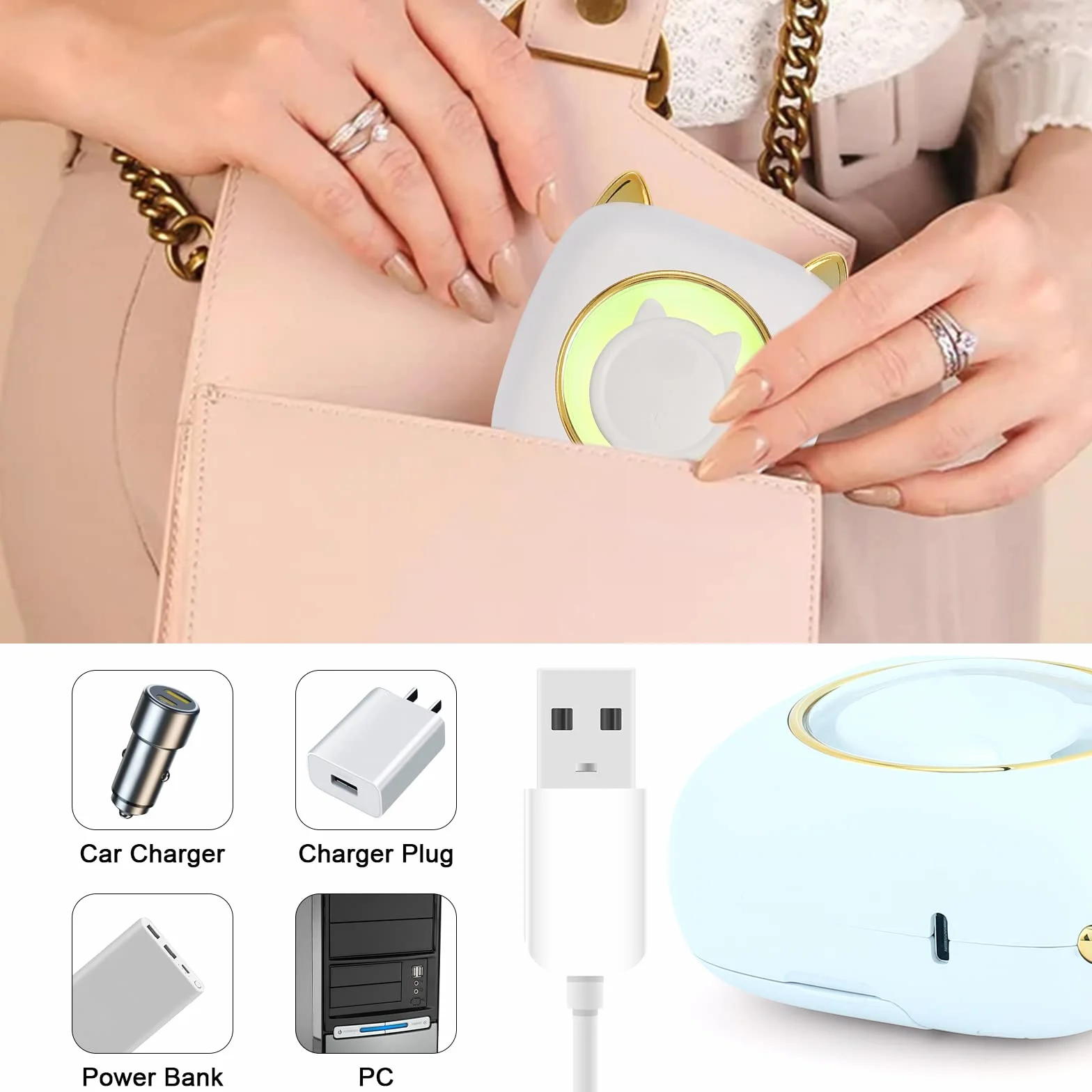 GuKKK Mini Stampante Fotografica, Mini Stampante Termica con LED colorati, Stampante Fotografica Istantanea Portatile, Mini Stampante Termica Bluetooth Ricarica USB, per Note, Diario, Elenco