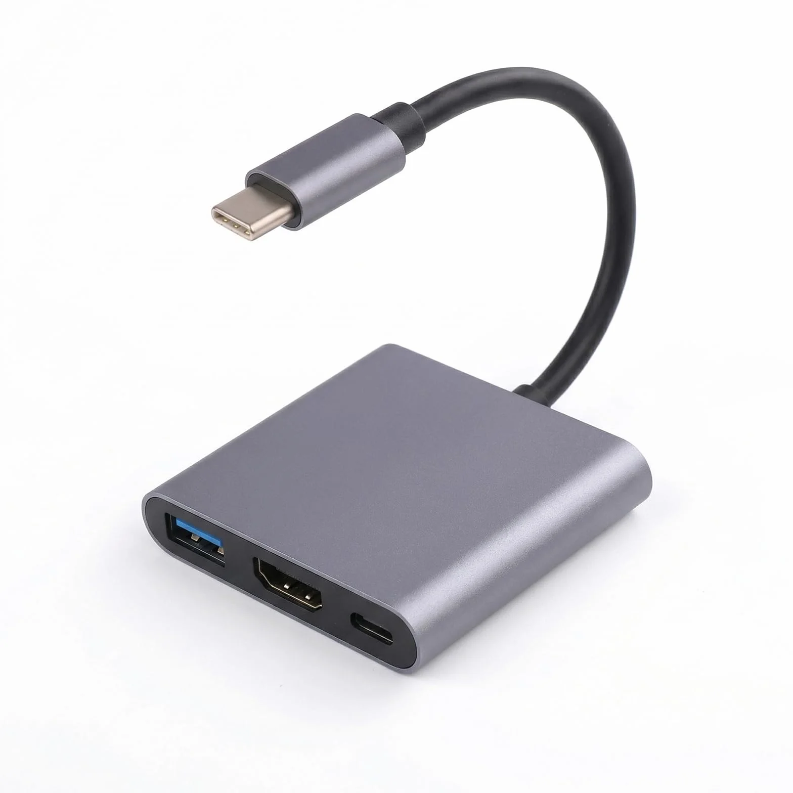 Adattatore USB C HDMI, 3 in 1 Type C to HDMI, HDMI/USB 3.0/PD Porta, Supporto 4K 60Hz, 60W Charging, USB 3.0 5Gbps Data, Compatibile Con MacBook/Samsung/Huawei/ChromeBook/Switch/HP