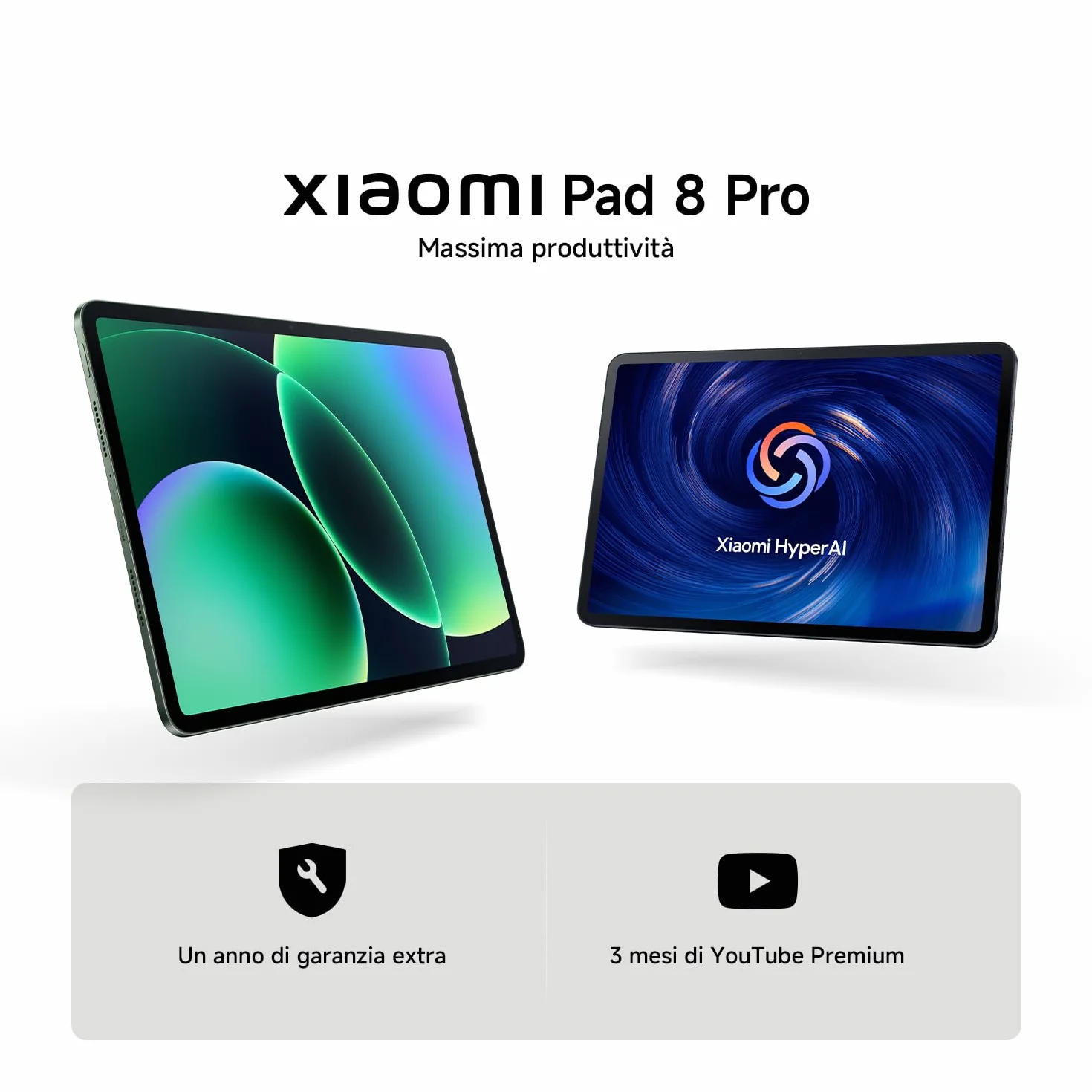 XIAOMI Pad 8 Pro, Tablet 11,2'', 12+512 GB, Snapdragon® 8 Elite, Batteria 9200 mAh, Display cristallino 144 Hz, HyperAI, Grigio, Garanzia 2 anni del produttore+1 anno extra, Caricatore non incluso