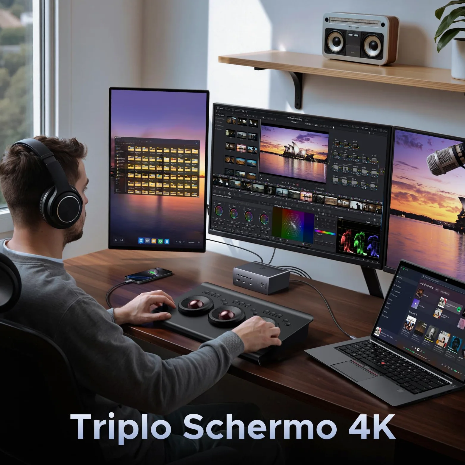 UGREEN Revodok Pro Hub USB C 14 in 1 Docking Station Triplo Display | 2 DisplayPort 4K120Hz, 1 HDMI 4K60Hz, Triplo Schermo, Multi USB 10Gbps, 3A2C, RJ45 Gigabit, PD 100W, SD TF, Audio 3,5mm