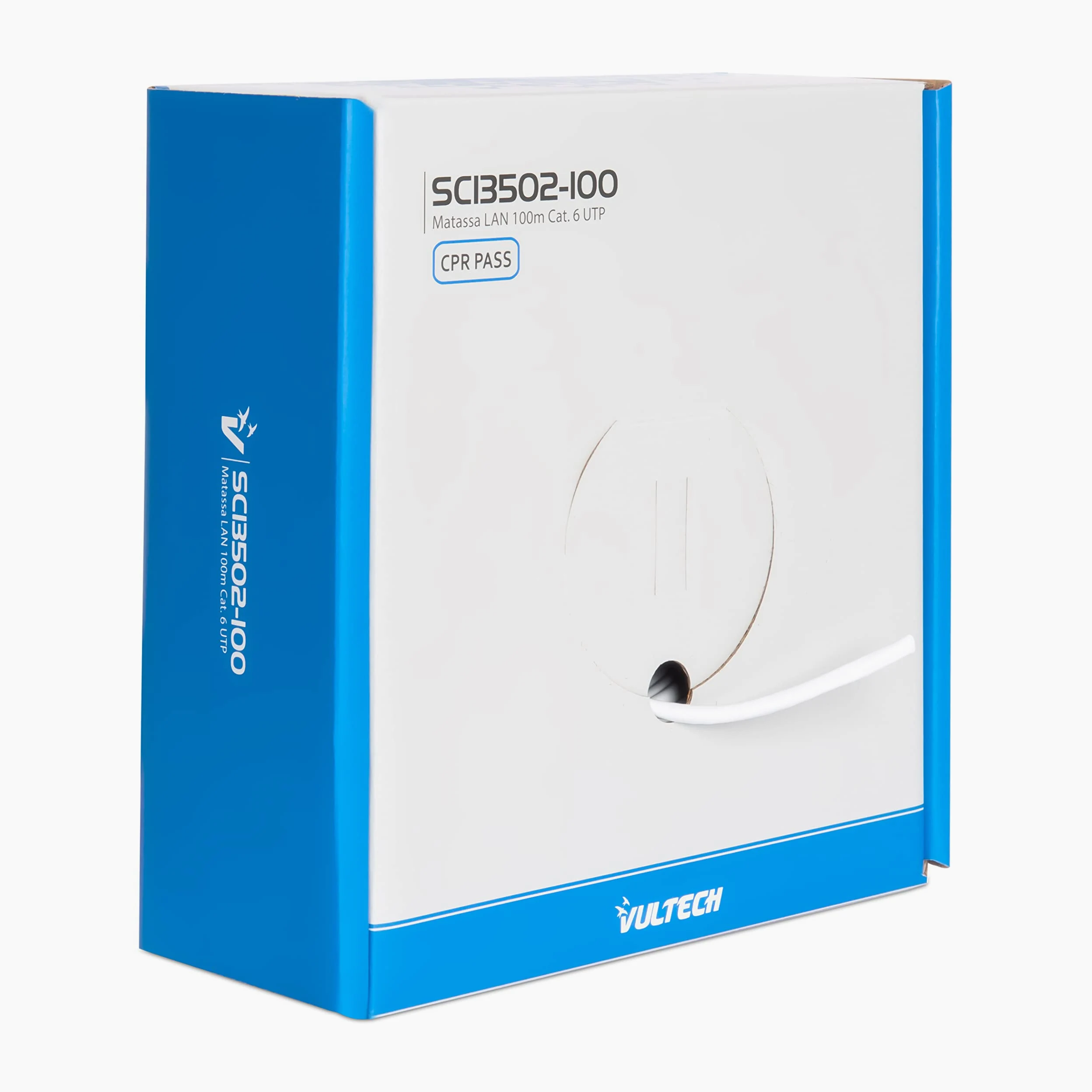 VulTech SC13502-100 Bobina Matassa Lan Categoria 6 UTP 100 Metri 23AWG Ethernet cavo rete impianti alta velocità 1Gbps 100m Cat6, 100 Ohm, 250Mhz, 10/100/1000 Mbps
