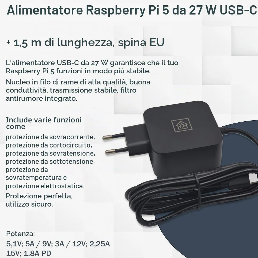 Raspberry Pi 5 8 GB Starter Kit nero | Alimentatore USB-C 45 W | Alloggiamento con ventola | Scheda SD Ultra 64 GB | Cavo Micro HDMI 4K | Dissipatore di calore | Raspberry Pi 5 8 GB RAM