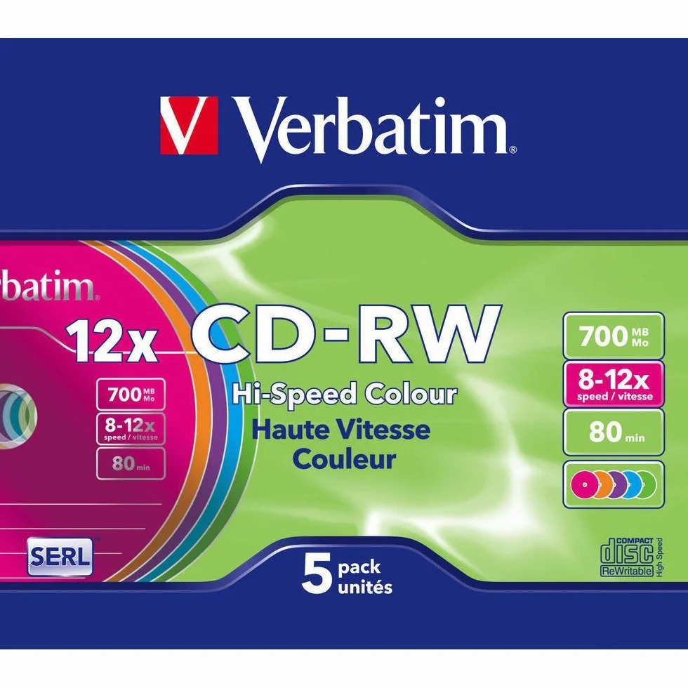 Verbatim CD-RW 80MIN Datalife PLUS - Confezione da 5