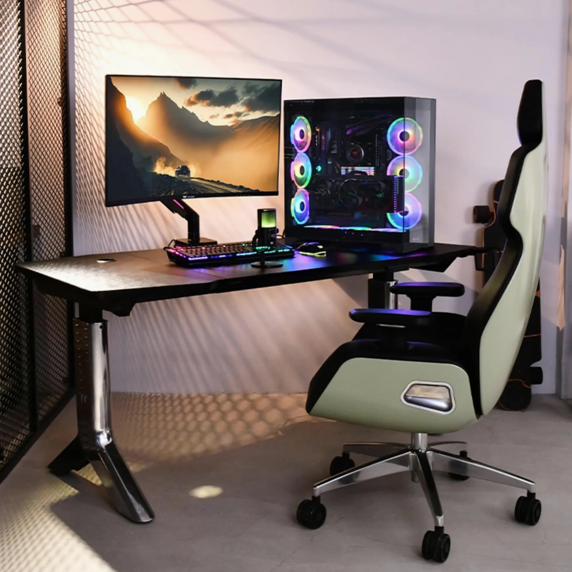 Thermaltake Braccio per Monitor, Singolo, RGB | Nero