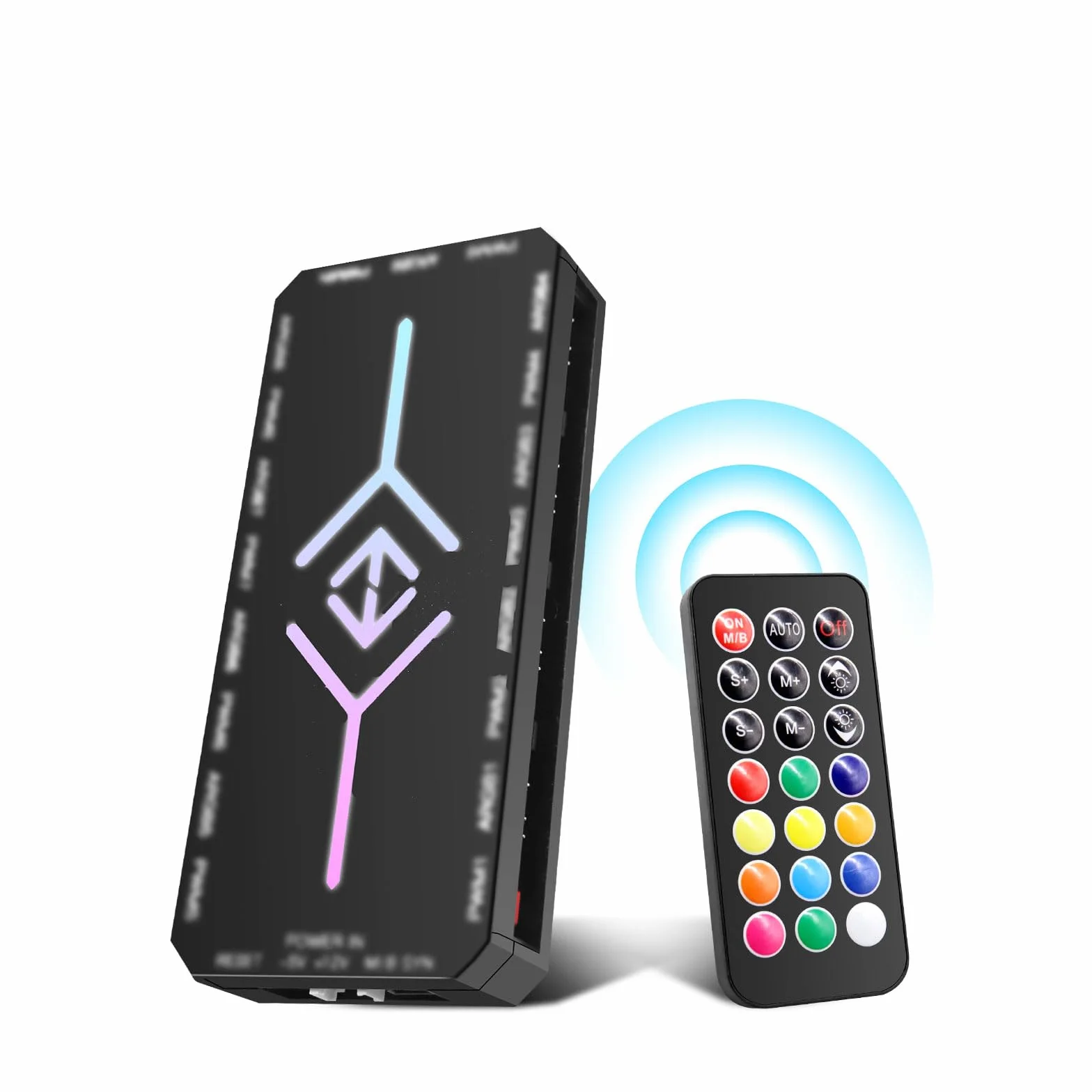 Controller RUIZHI 2-in-1 ARGB PWM Fan Hub mit 9 x 4Pin PWM Fan Connectors & 5V 3Pin Porte con Base Magnetica e Porta SATA Power 18 per Illuminazione RGB/Controller RGB (nero)
