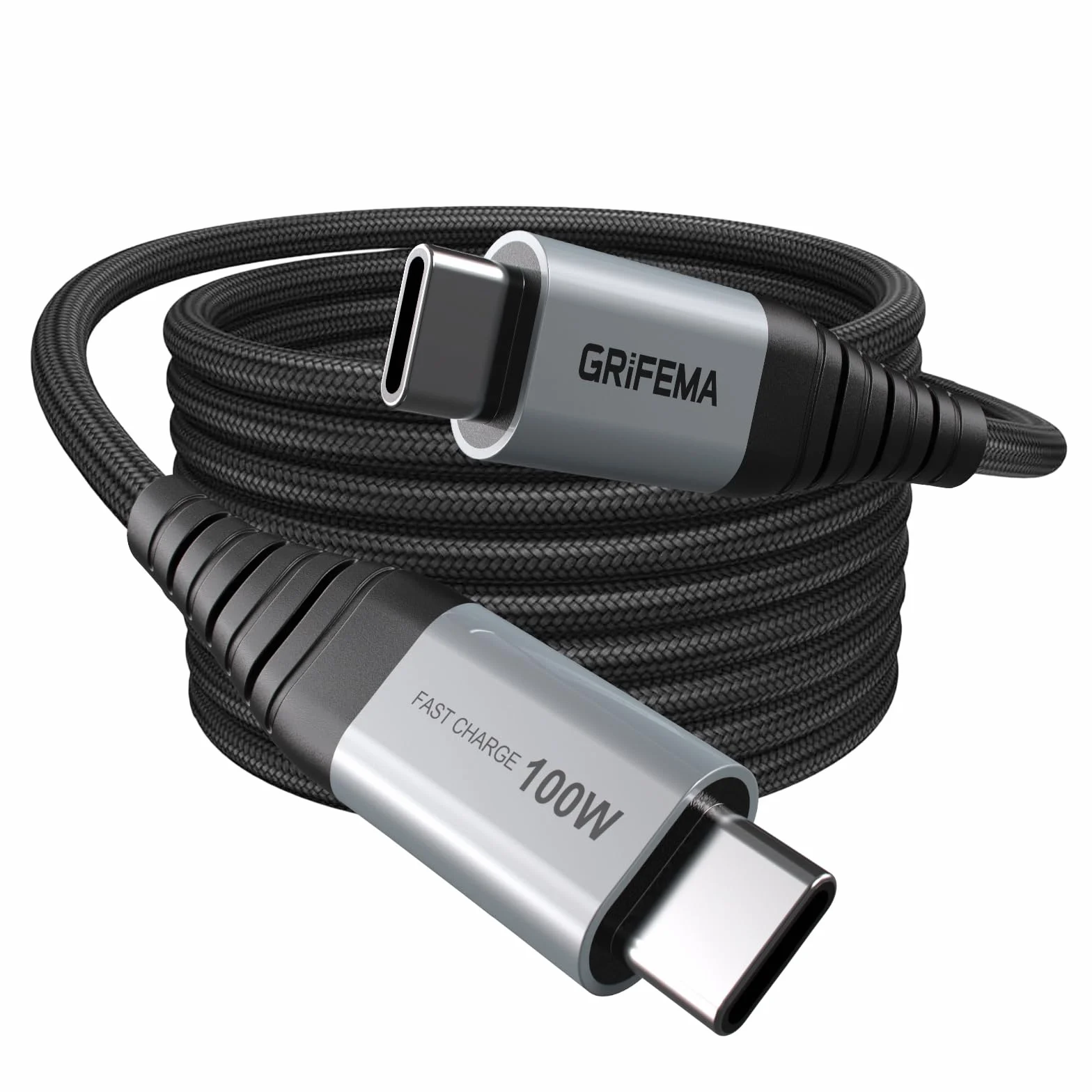 GRIFEMA Cavo USB-C a USB-C 100W 2m Ricarica Rapida PD 5A Nylon Intrecciato Tipo C per iPhone 16 15 Pro Samsung S23 S22 iPad Pro MacBook Google Pixel 7 Pro
