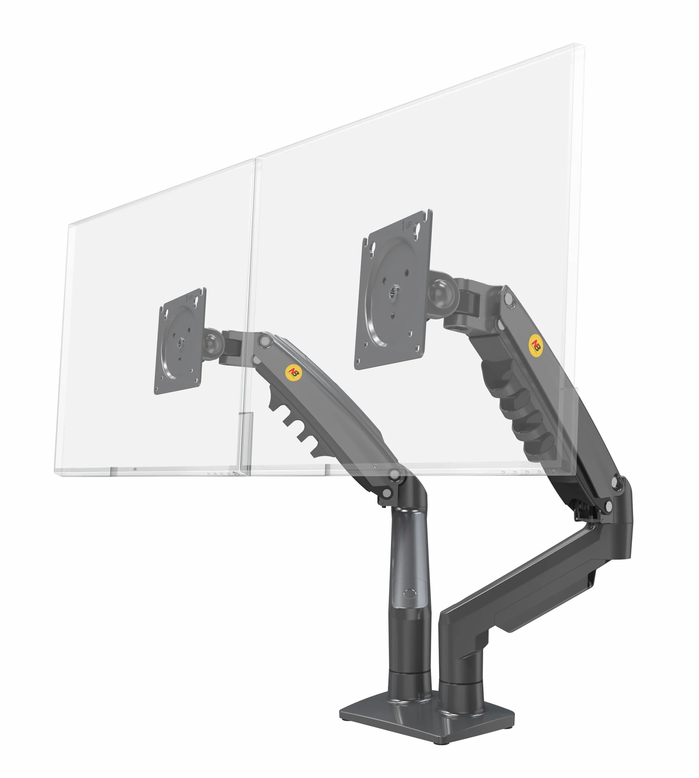 Ergosolid Supporto da scrivania per 2 Monitor PC LCD LED 17" - 27" Regolazione in più Assi, Girevole, Molla a Gas Fino a 2 x 9 kg