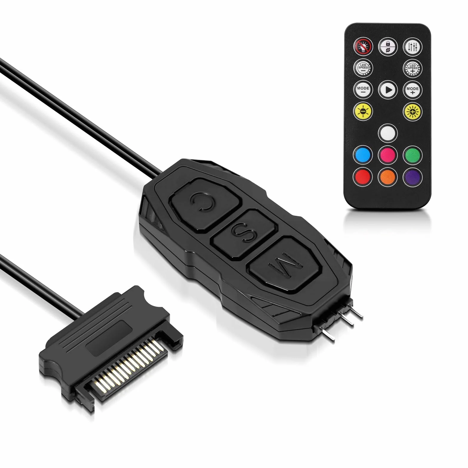 ARGB Controller con Controllo remoto Binghe Controllore ARGB a 3 pin da 5 V Alimentazione SATA-S Telecomando a 17 tasti Interruttore a colori Hub ventola RGB per Telaio Ventole e Strisce luminose