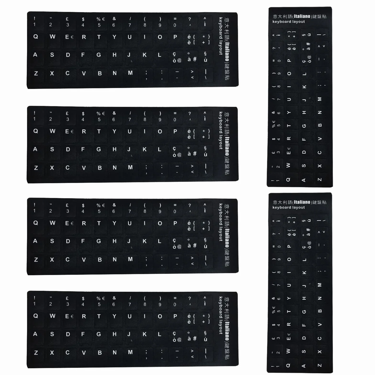 Kit Adesivi Tastiera per Conversione Layout Italiano, 6 Pezzi, Adesivi per Tastiera Computer Portatile (Nero)