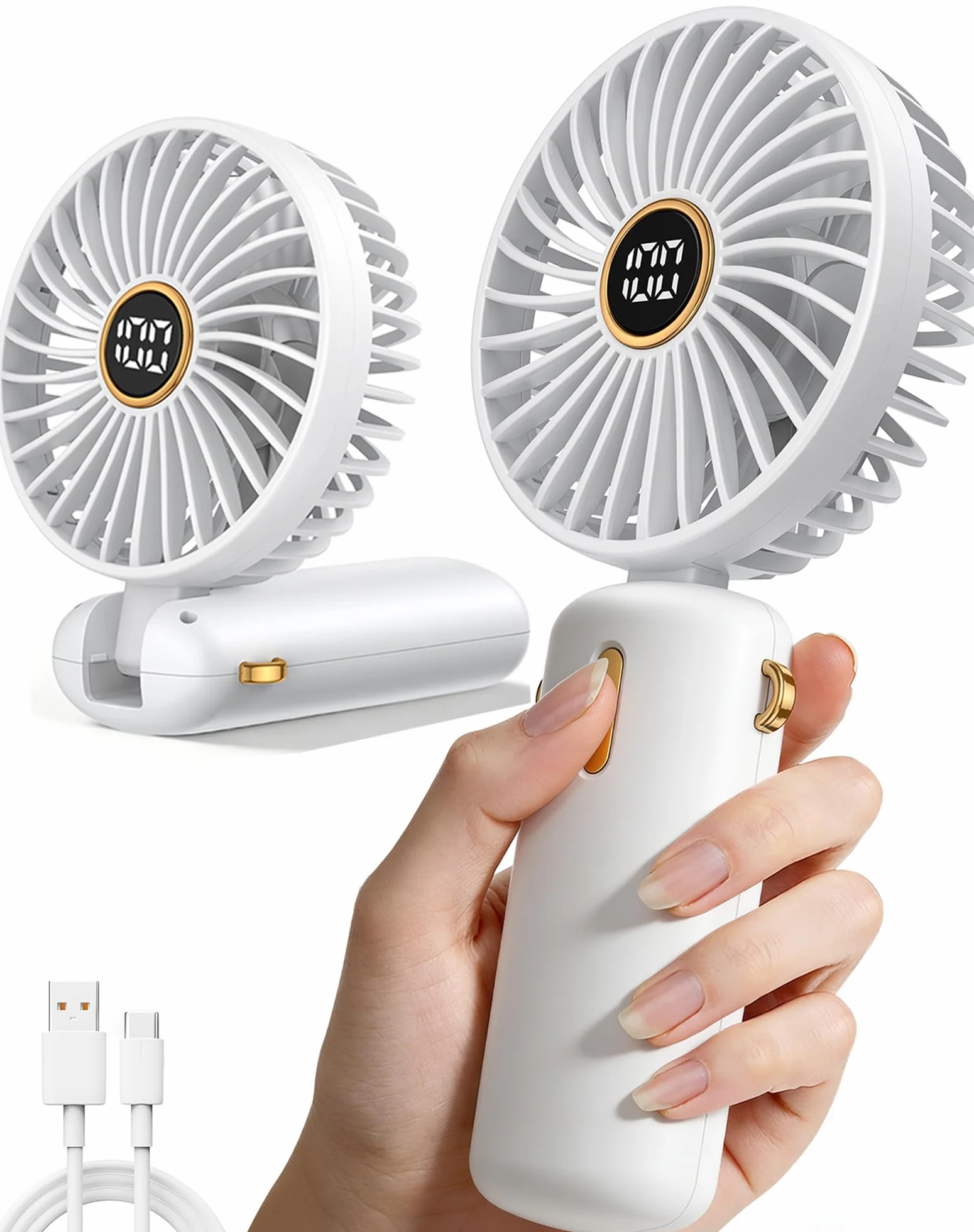 Ventilatore-Portatile-Mini-USB-Ricaricabile-Potente-Batteria-Portable-Fan-Silenzioso-Piccolo-Ventilatori-Mano-Tascabile-Ventola-Portatili-Hand-Held-Miniventilatore da Borsetta Viso Viaggio Passeggio