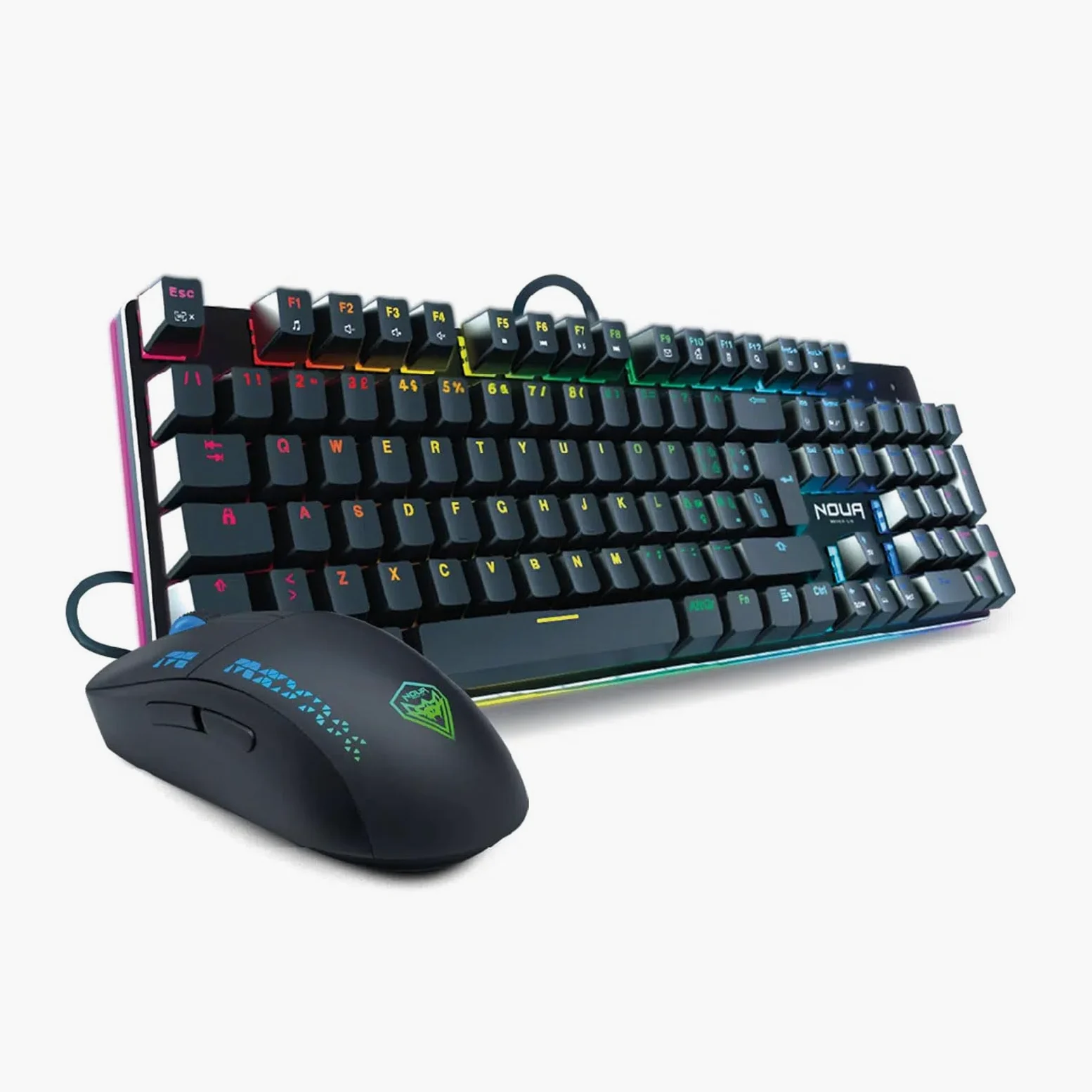 Mouse e Tastiera Gaming Meccanica, Layout Italiano QWERTY, USB, Anti-ghosting, Tastiera Retroilluminata LED RGB, Mouse Gaming fino a 32000 DPI - Nero