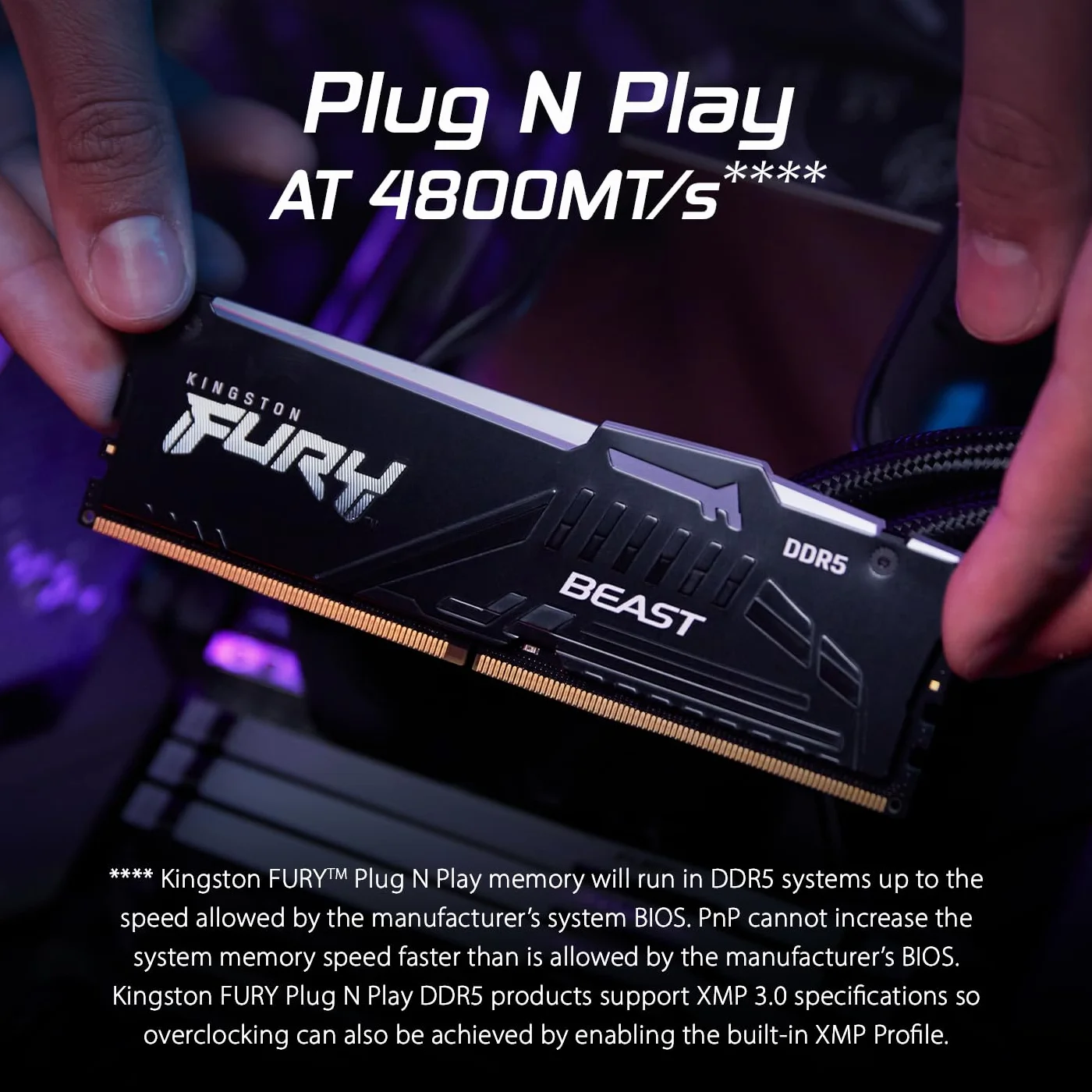 Kingston FURY Beast Nero RGB 16GB 6400MT/s DDR5 CL32 DIMM Memoria Gaming per Computer Fissi Modulo Singolo AMD EXPO/ Intel XMP - KF564C32BBEA-16