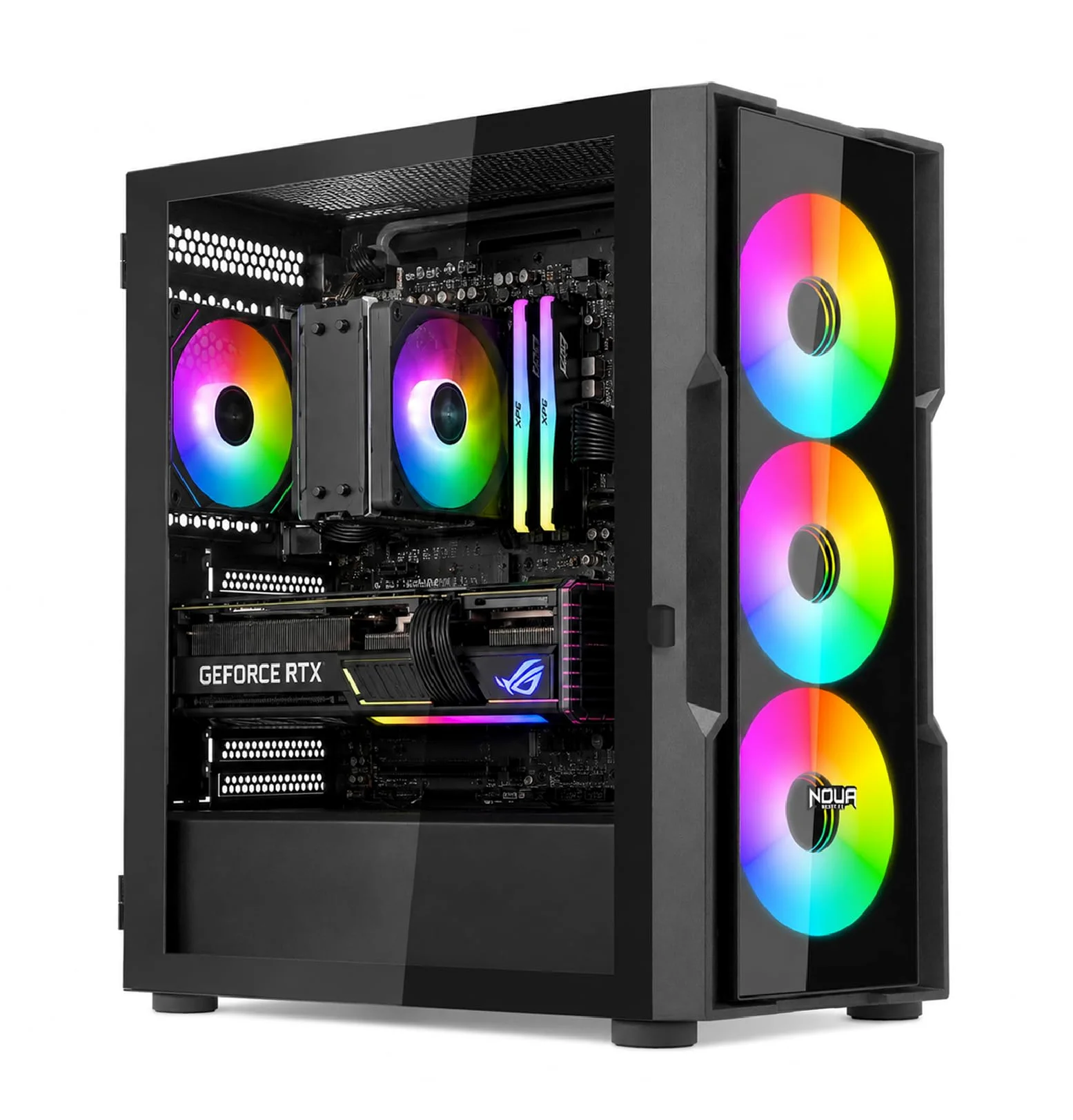 Noua Smash SK100 Case Gaming PC Mid-Tower ATX/E-ATX | Doppio Vetro Temperato | 4 Ventole ARGB PWM Preinstallate | AIO 360mm | GPU fino a 400mm | Airflow Ottimizzato