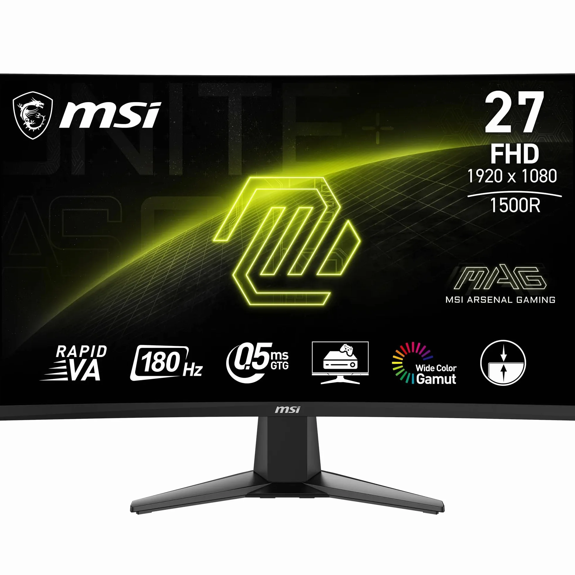MSI MAG 27C6F Monitor Gaming Curvo 27" FHD 180Hz 0,5 ms VA 1500R Adaptive-Sync DisplayPort 1.2a HDMI