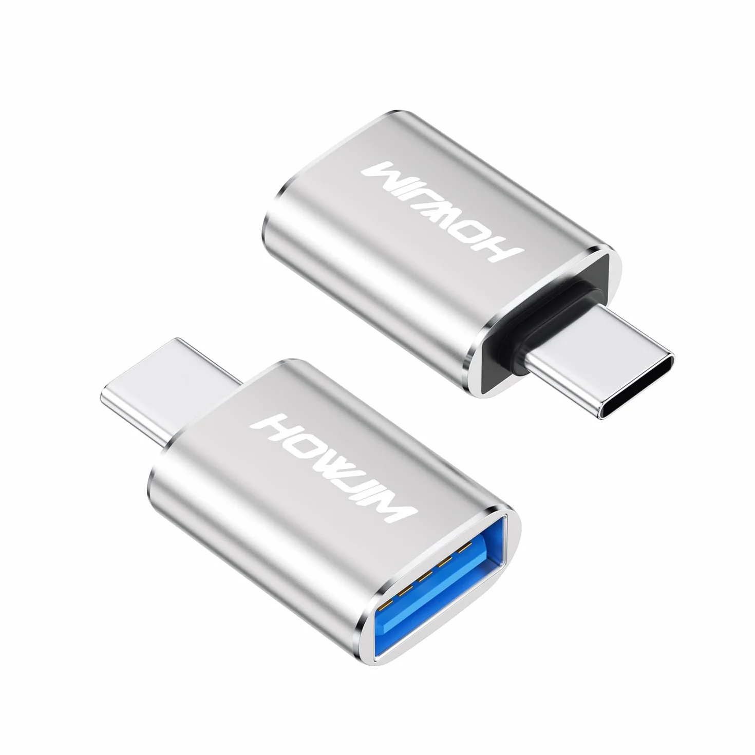 Adattatore da USB C a USB 2Pezzi,Ricarica Rapida 3A 100W,OTG 10Gbps Adattatore Type-C Maschio a USB3.2 Femmina per M-acBook Pro/Air Phone 17/16/15 Pad G-alaxy X-peria D-ell XPS S-urface Argento