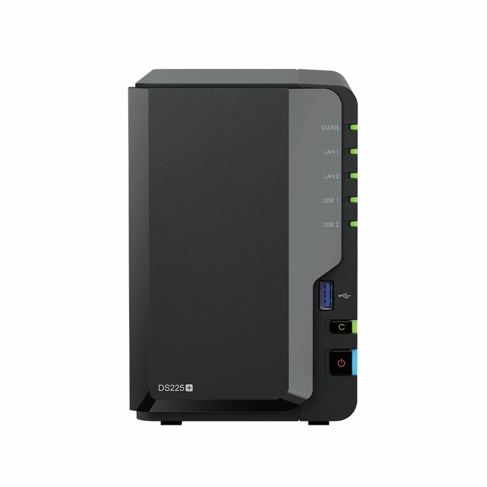 Synology DS225+ 16TB (Seagate Ironwolf 2x8TB) 2-Bay Plus Series - Intel Celeron J4125 Quad-Core, 2GB Non-ECC DDR4 SODIMM 1x2.5GbE e 1x1GbE RJ-45 LAN Port