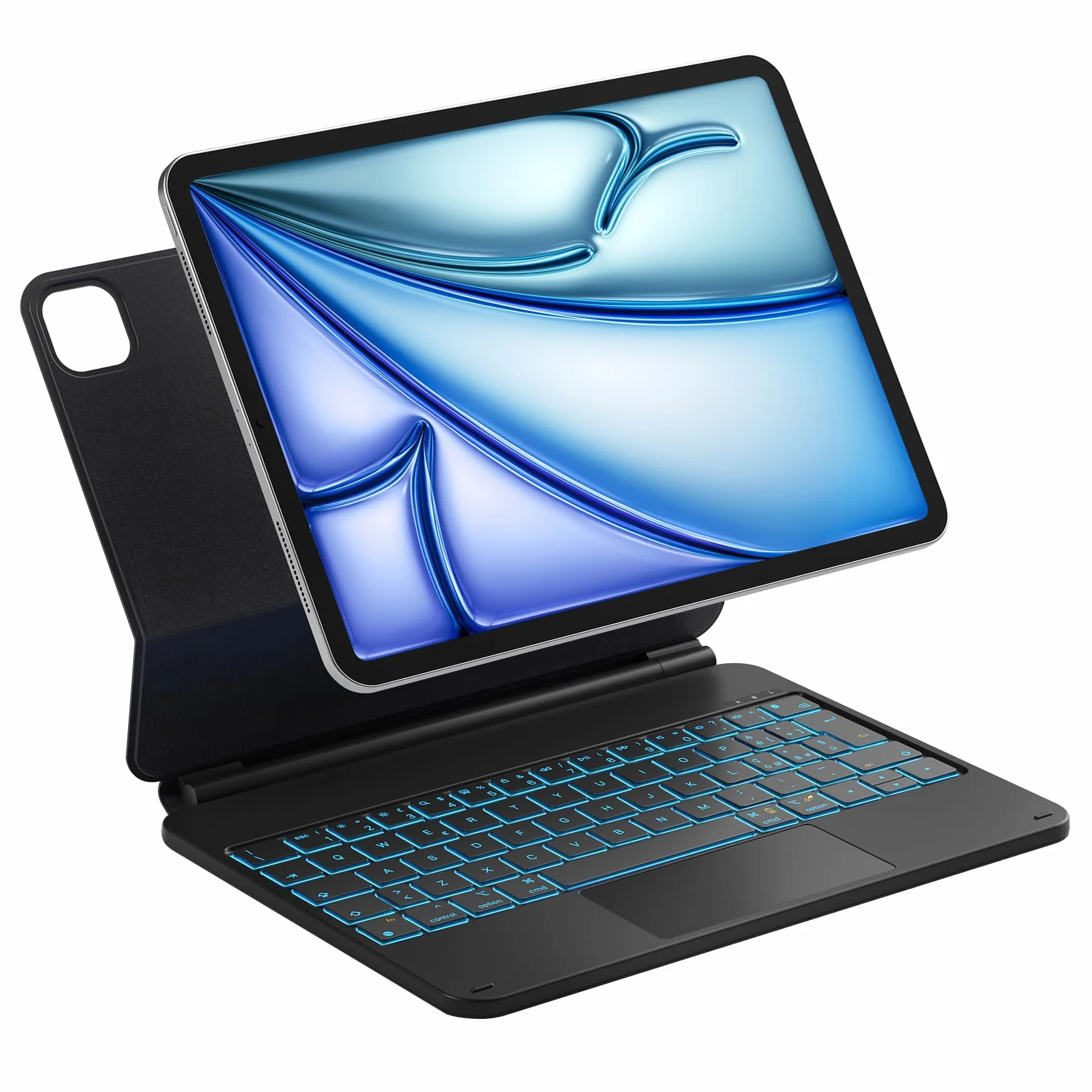 Inateck Custodia con Tastiera Magnetica Easy-Set per iPad Air 11" M4/M3 (2026/2025), Air 6/5/4 Gen, iPad Pro 11 4a/3a/2a/1a Gen, Supporto a Sbalzo Galleggiante, Retroilluminazione a 7 Colori Trackpad