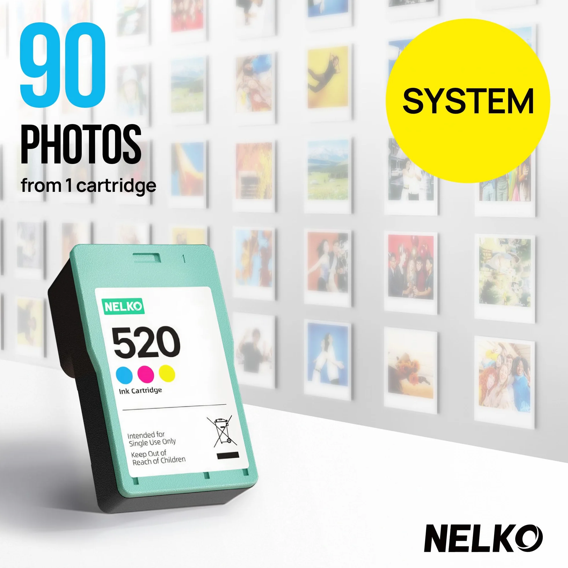 Nelko PP01 Stampante fotografica portatile con 100 fogli di carta e cartuccia d'inchiostro, stampa fotografica istantanea con retro adesivo per iOS/Android, mini stampante tascabile con divertente app