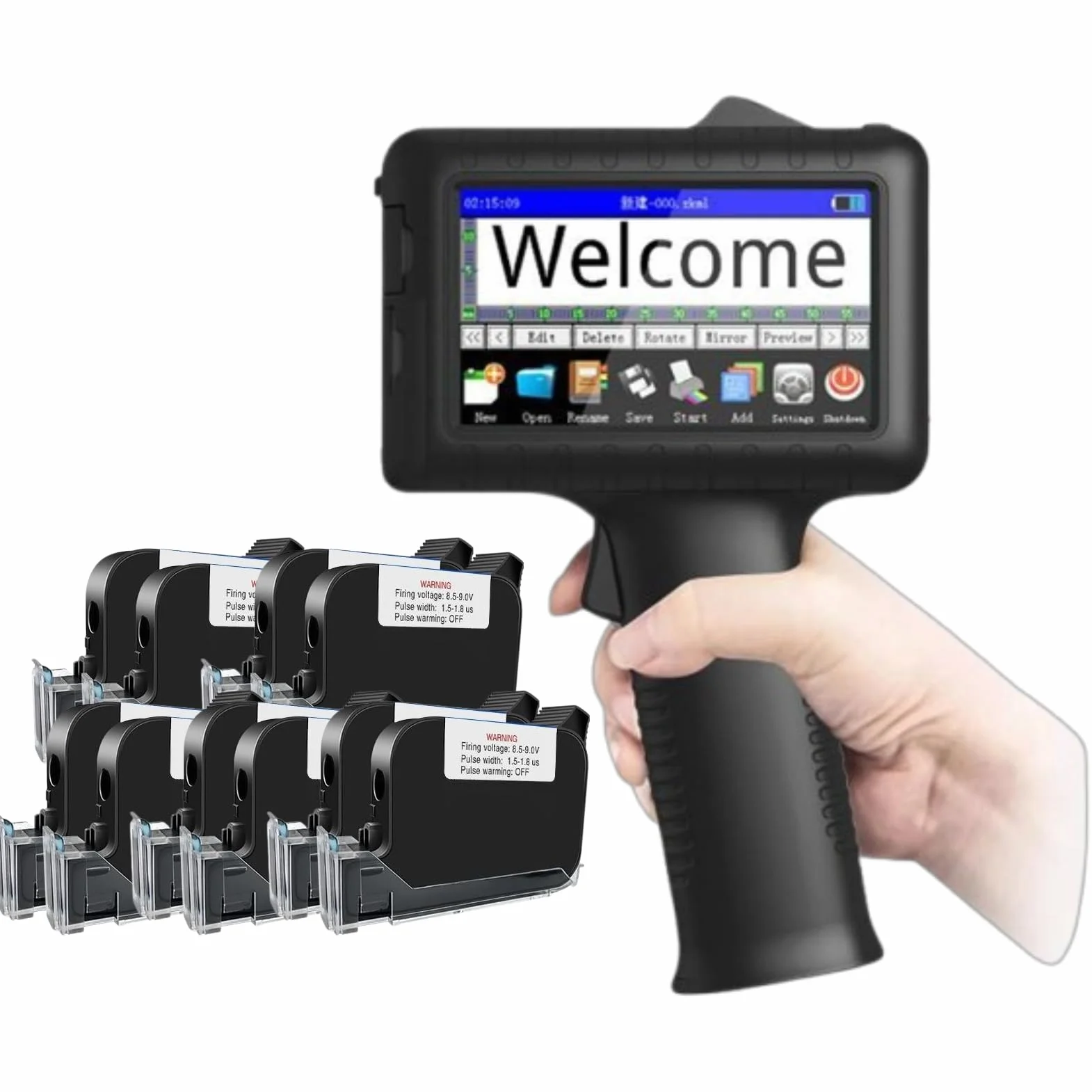 Stampante portatile portatile da 4,3 pollici, pistola per stampante a getto d'inchiostro portatile, modifica liberamente il contenuto, utilizzo per codice a barre,Machine+10inkcartridges