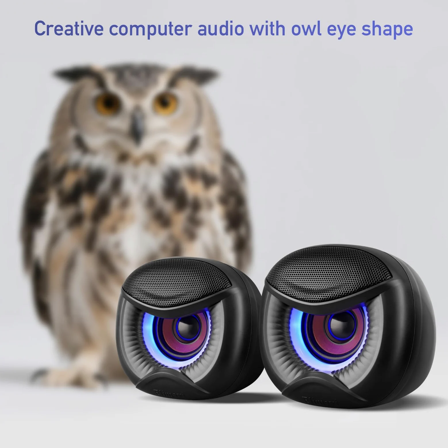 Elimavi Mini altoparlanti per computer alimentati tramite USB con illuminazione RGB blu 2.0, jack per cuffie stereo Plug and Play, compatibili con desktop, laptop (adattatore USB-C incluso)