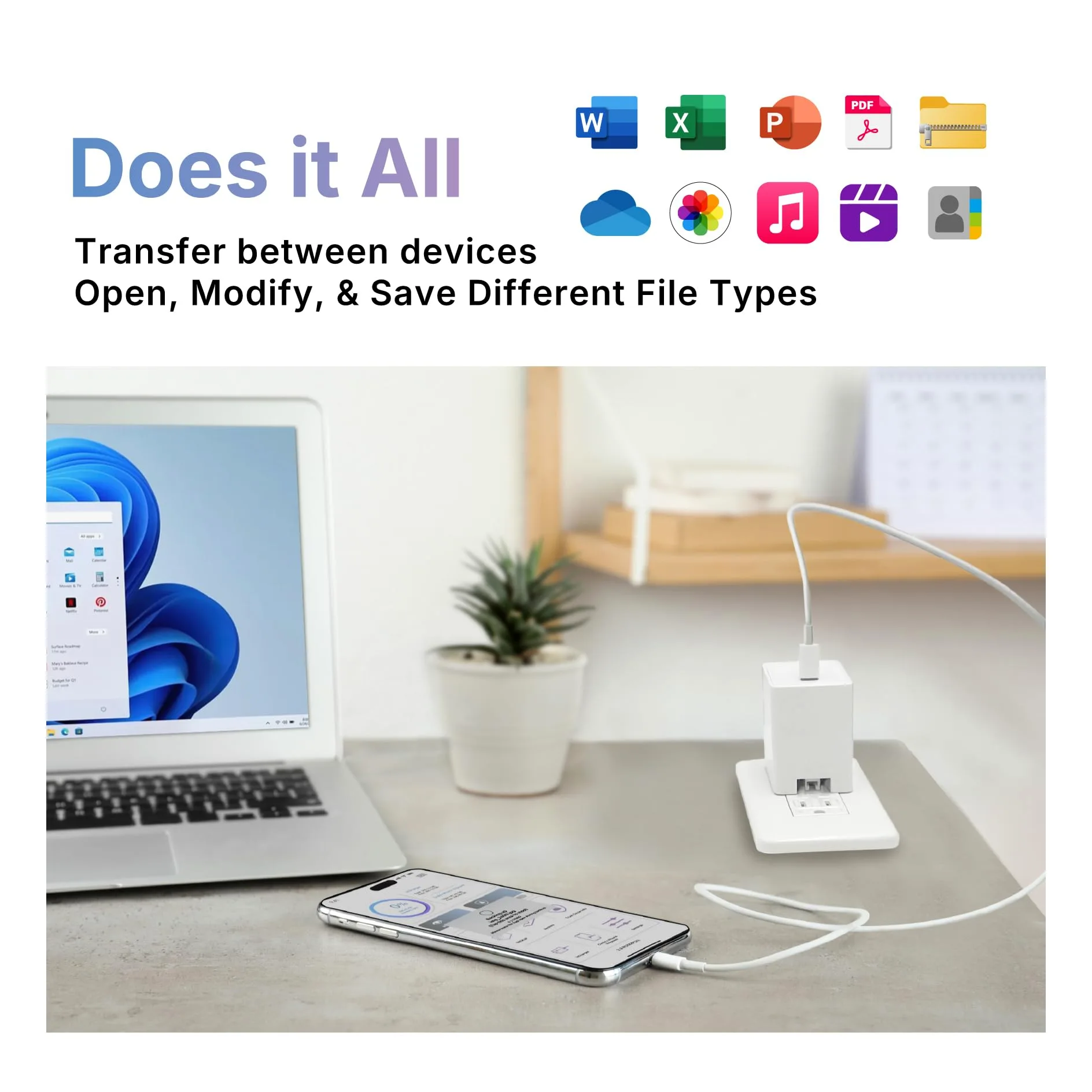 Caricabatterie USB-C iPhone Flash Drive: 65 W ricarica rapida, 256 GB certificato Apple MFi per iPad, Android, laptop, MacBook, archiviazione di backup, memoria esterna, adattatore di
