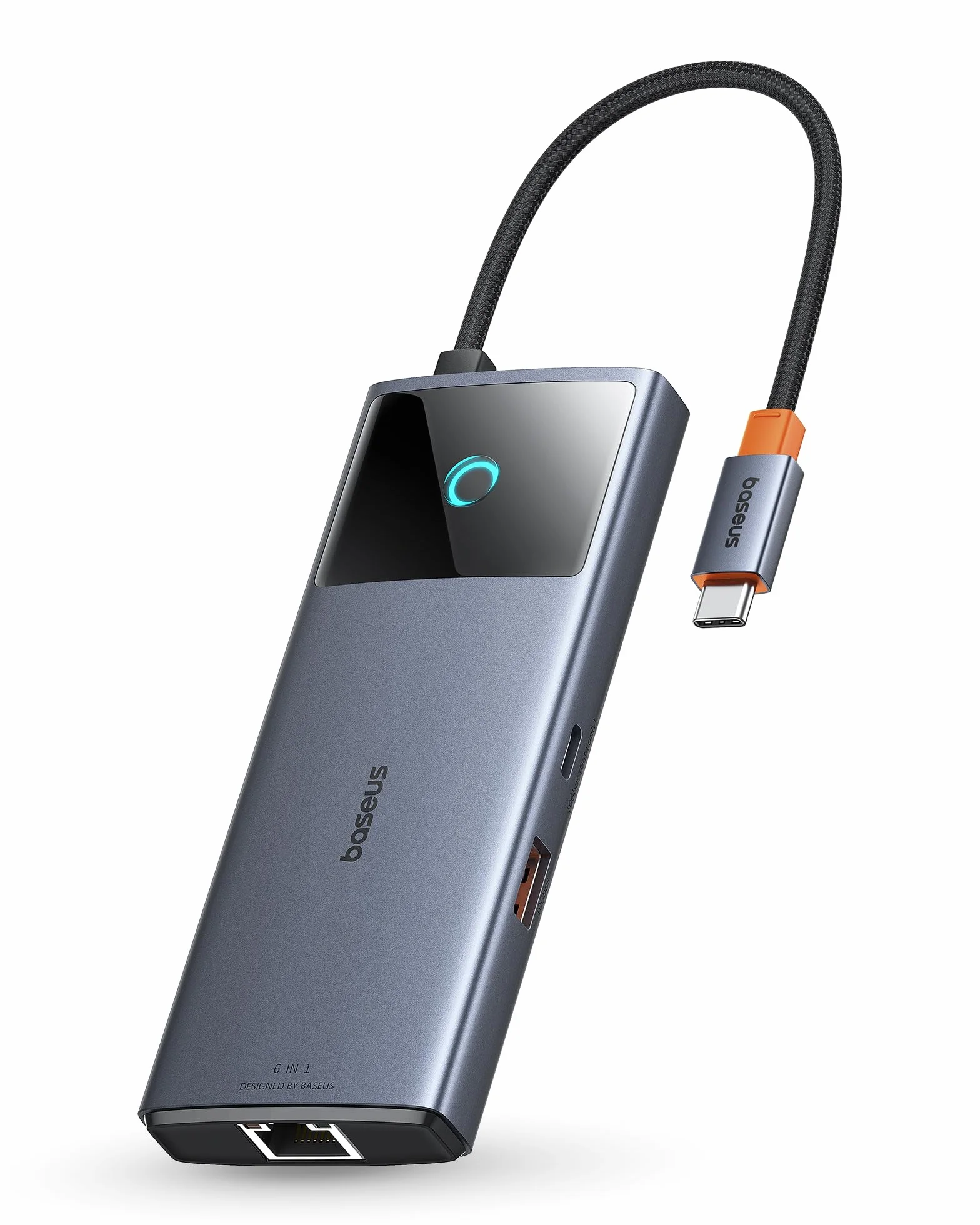 Baseus Hub USB C 10Gbps Adattatore USB 3.2 con Gigabit Ethernet, 4K@60Hz HDMI, 2 USB-A, USB-C, 100W PD, 6 in 1 Docking Station per iPhone 15, Computer per MacBook/Surface/Dell/iPad/Steam Deck/Samsung