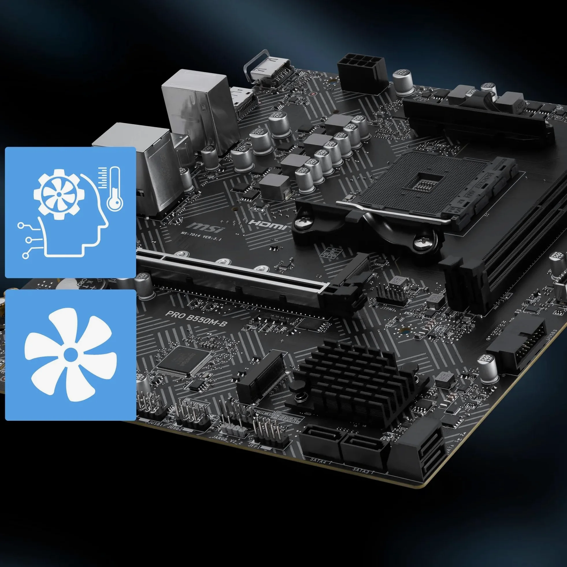 MSI PRO B550M-B - Motherboard - micro ATX - Socket AM4 - AMD B550 Chipsatz - USB-C 3.2 Gen 1, USB 3.2 Gen 1 - Gigabit LAN - Onboard-Grafik (CPU erforderlich)