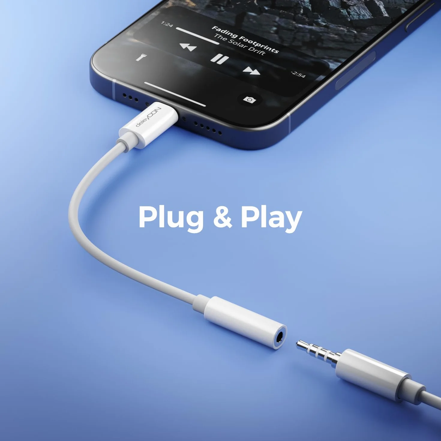 deleyCON USB-C a 3,5mm Audio Adattatore - DAC-Chip & TRRS - USB Tipo-C Connettore a Presa Jack - Compatibile con Smartphone, Tablet, Cuffie, Altoparlanti - Bianco
