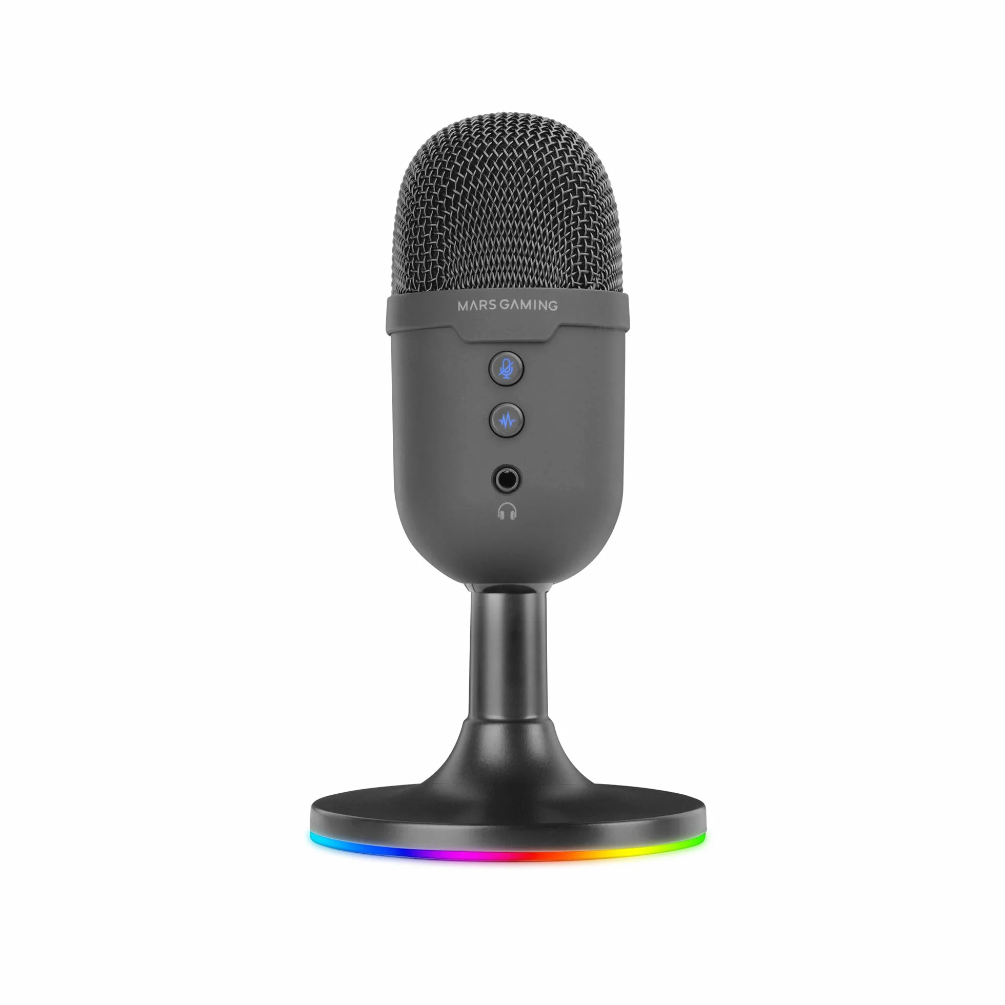 Mars Gaming MMIC-CX, Microfono da Studio Professionale, Design Compatto ARGB, Audio Alta Definizione, ENC Noise Cancel, Condensatore Cardioide, Mute, USB Plug&Play, Jack 3.5mm, Nero