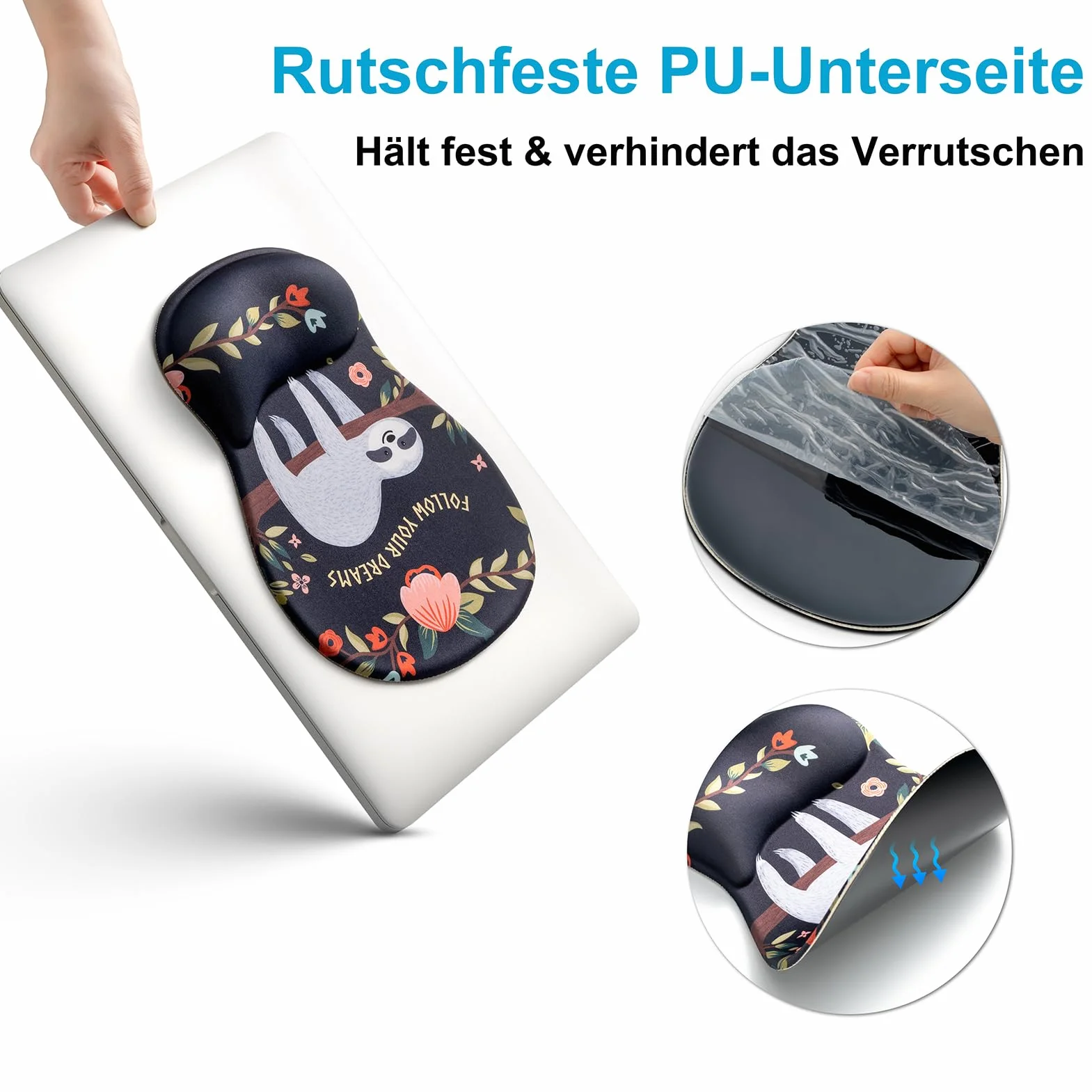 AOKSUNOVA Mouse Pad in Gel Ergonomico con Motivo Gatto, Poggiapolsi con Cuscinetto in Gel