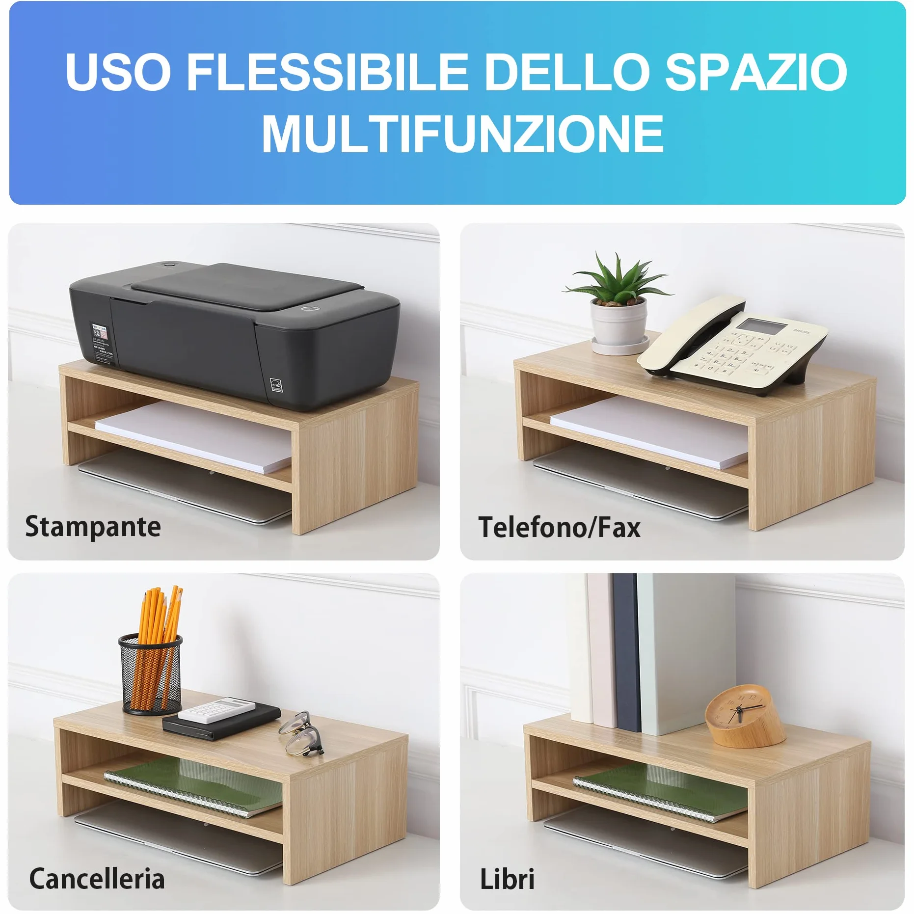 FITUEYES Supporto Monitor Supporto per Monitor in Legno a 2 Strati L42,5xW23,5xH14cm (Giallo) DT204201WO