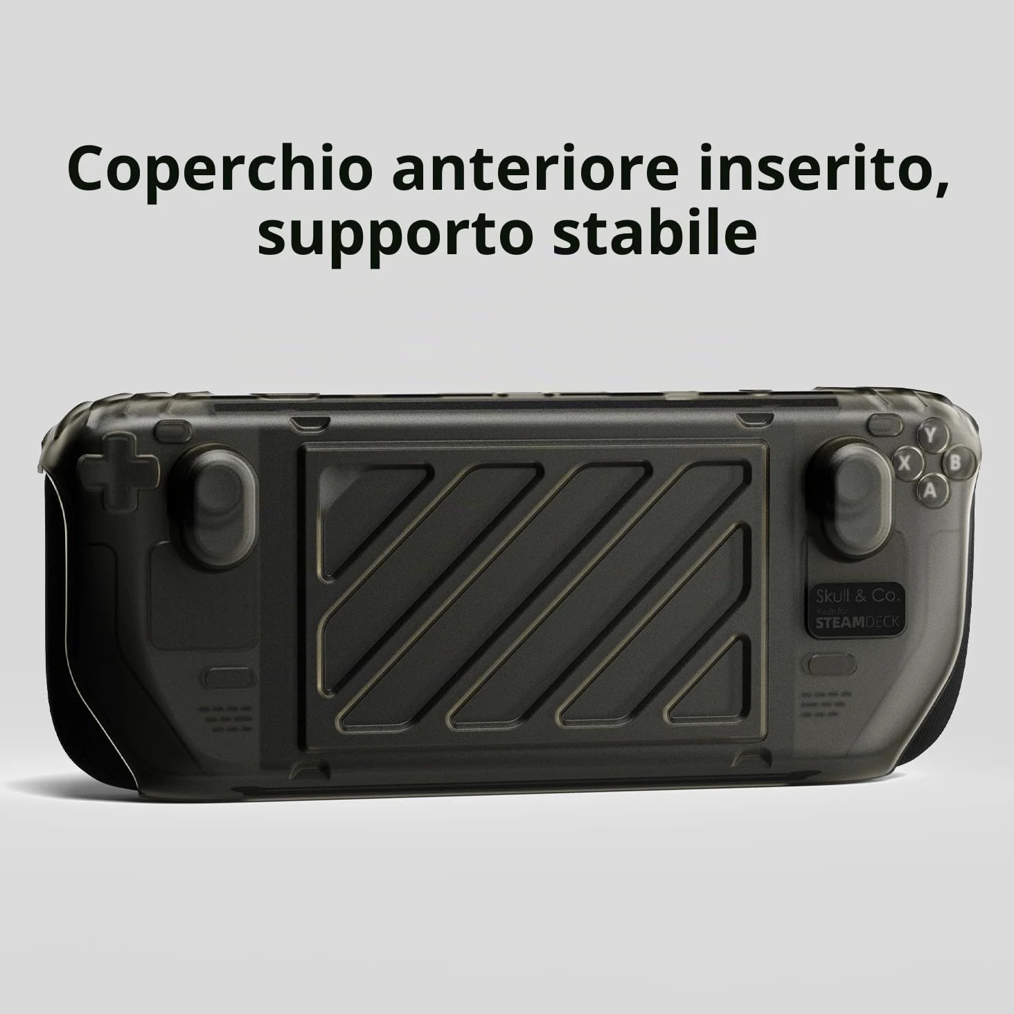 Skull & Co. Stand Grip GripCase Front Cover Bundle for Steam Deck/OLED: Protective Case with Textured Grips Full Protection with HardShell Front Cover Handheld Design- Smoky Black