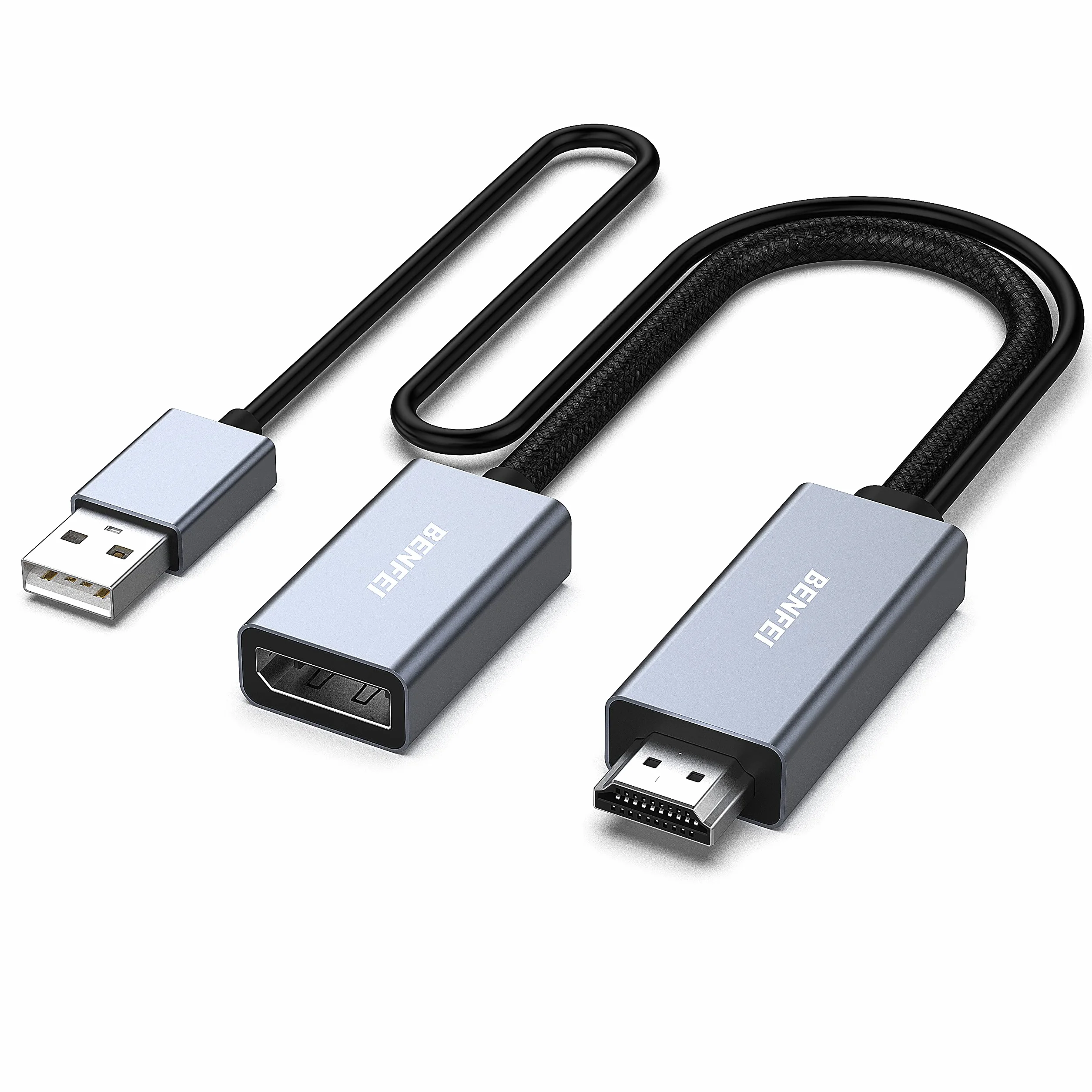 BENFEI Adattatore HDMI a DisplayPort, convertitore HDMI a DisplayPort 4K@60Hz 2K@144Hz 1080P@165Hz, compatibile con scheda grafica PC portatile PS5 Xbox One (360)