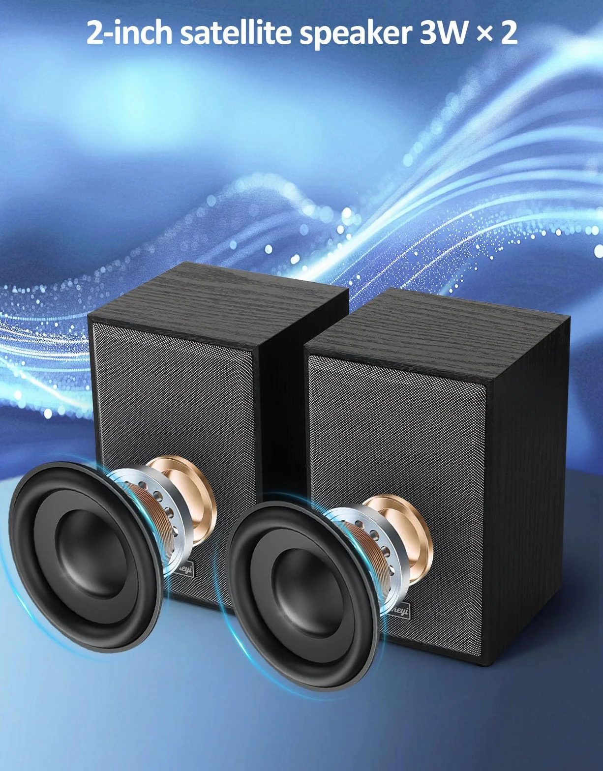 Altoparlante per computer USB 2.1 con subwoofer, altoparlante PC con controllo basso e altezza, 10 W + 3 W×2 altoparlante desktop, funzionamento USB, controllo volume, modalità Bluetooth/AUX per PC