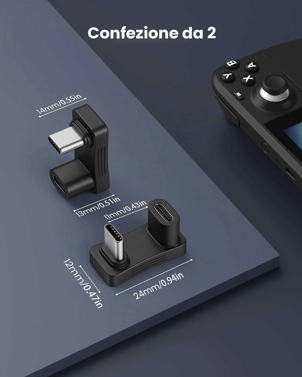 Moko 2 Pezzi Adattatori USB C a USB, 180° Adattatore USB C Maschio a USB-C Femmina a Forma di U, Connettore USB C con Ricarica Rapida per Steam Deck Switch PC Tablet Telefono