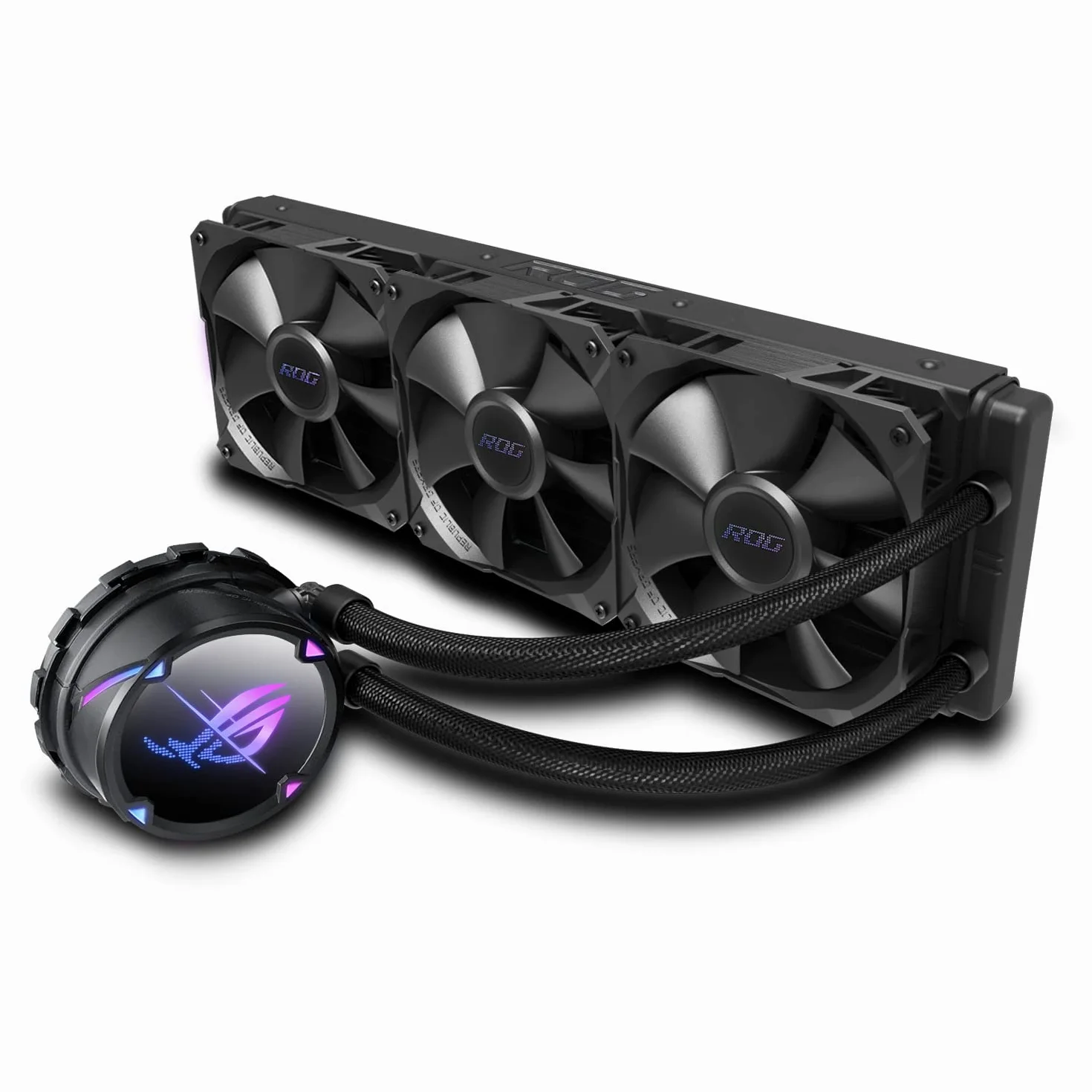 ASUS ROG Strix LC II 360 Dispositivo di raffreddamento a liquido all-in-one, Cooler CPU, supporto Intel LGA 1700 e AMD AM4/TR4, 3 Ventole ROG RGB da 120 mm, Aura Sync, Nero