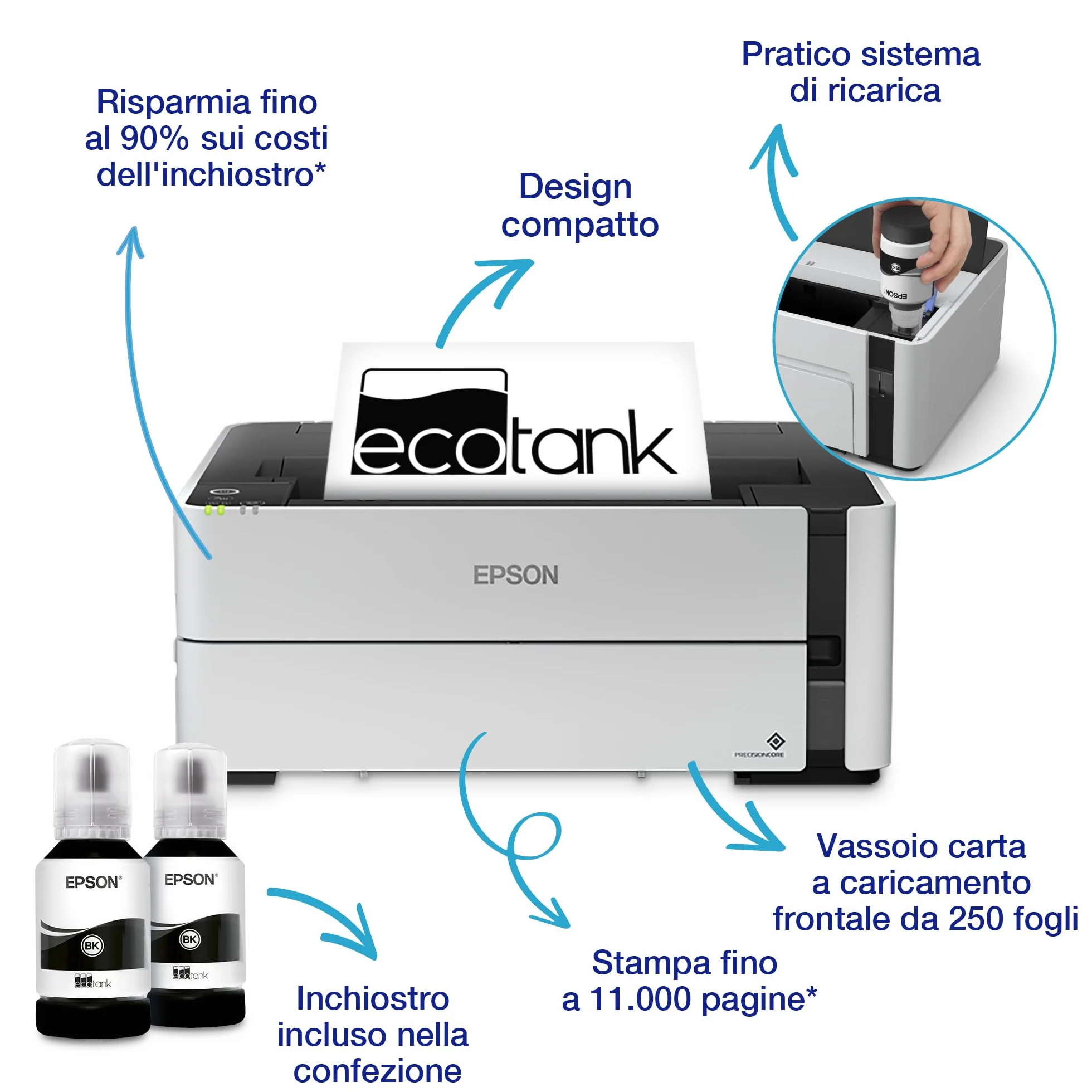 Epson EcoTank ET-M1170 stampante a getto d'inchiostro 1200 x 2400 DPI A4 Wi-Fi